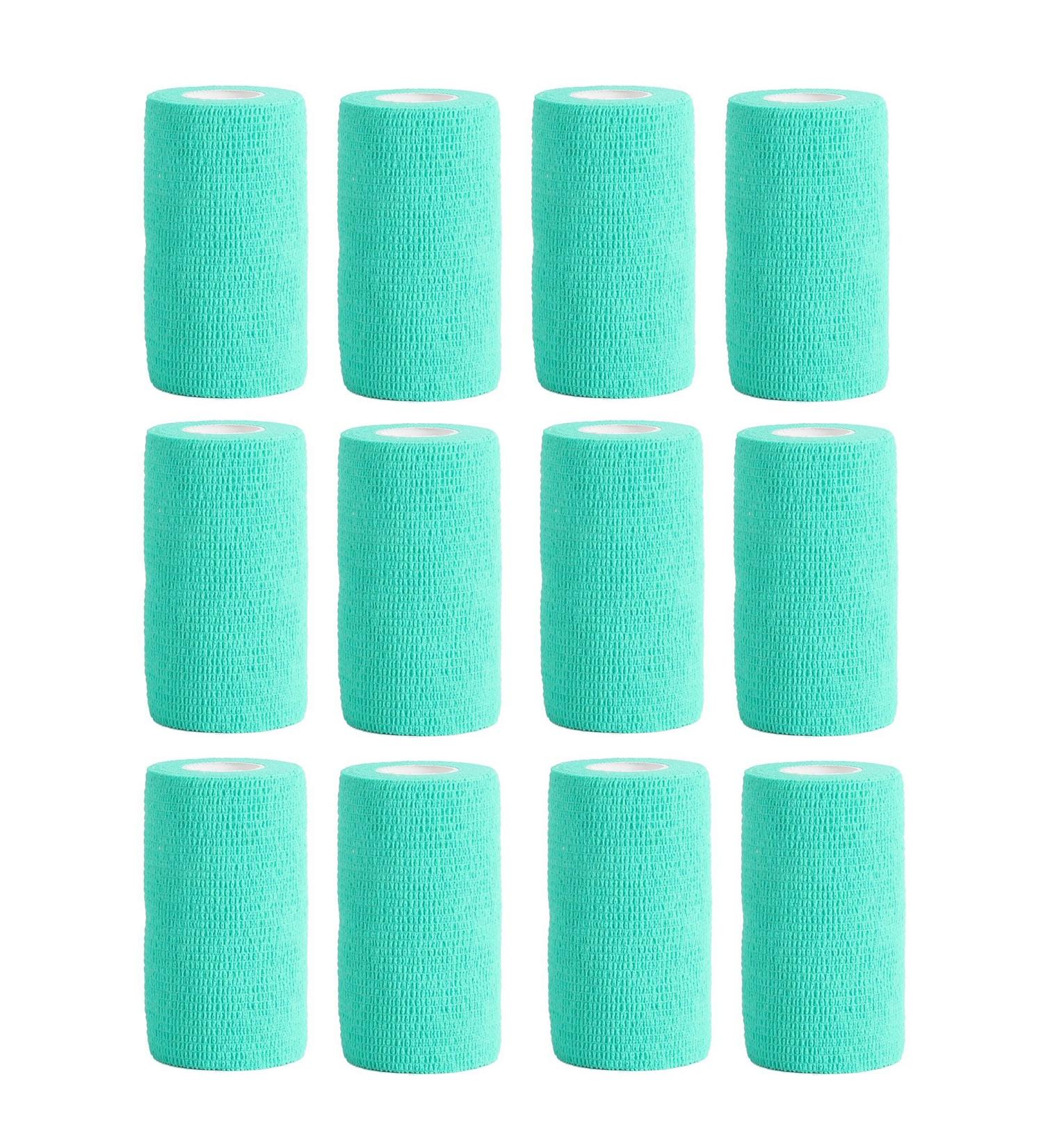 Cohesive Bandage - 12 Rolls x 10cm x 4.5m | Self-Adherent First Aid Sports Wrap & Pet Vet Wrap - Teal | COBOX - Buy Online on GoSupps.com