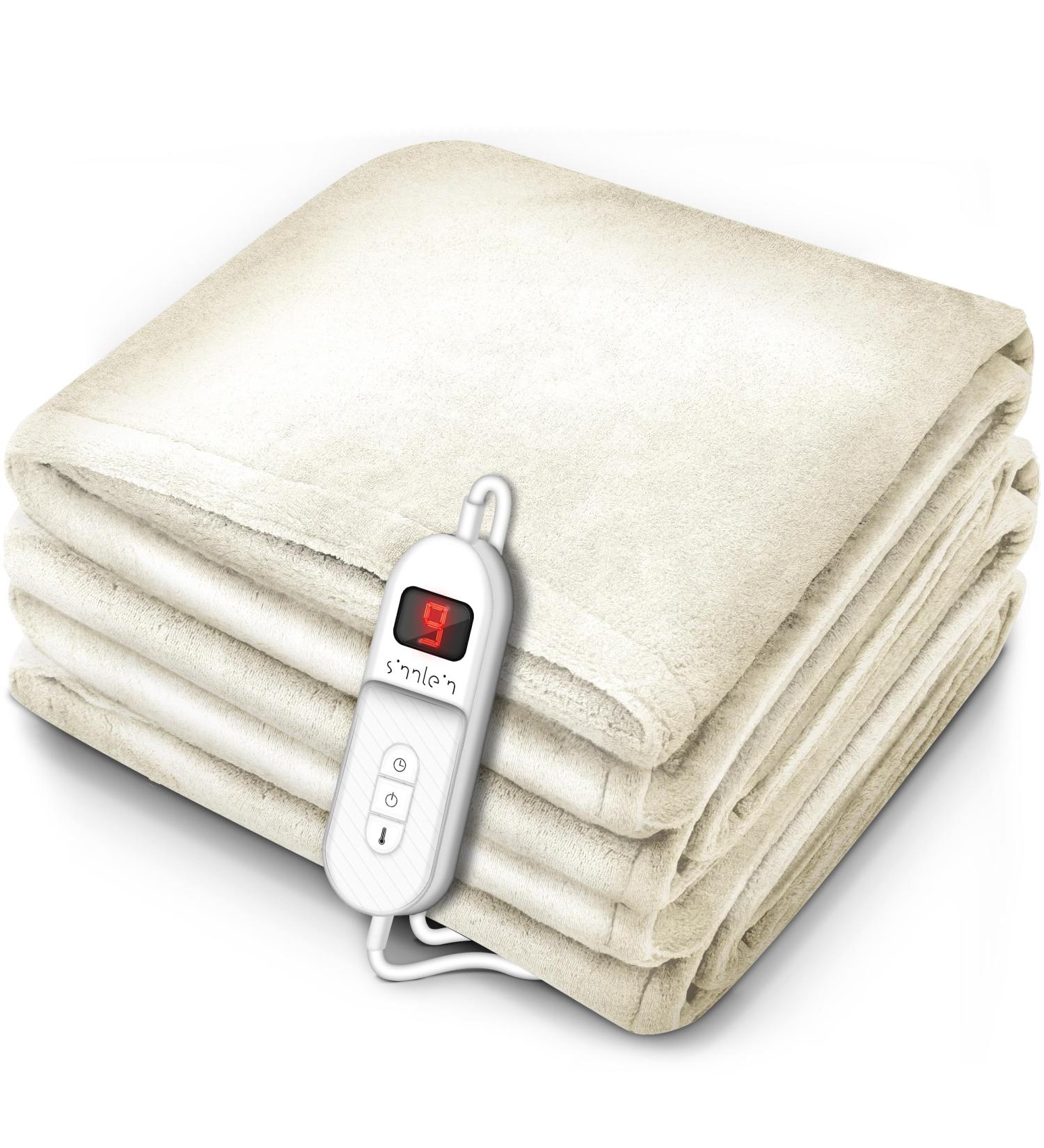 Sinnlein Heating Ceiling - T V S d GS Checked 200x180cm | Cuddly Electric Blanket with Timer & 9 Temperature Levels | Washable Up to 40 C | Beige - Buy Online on GoSupps.com