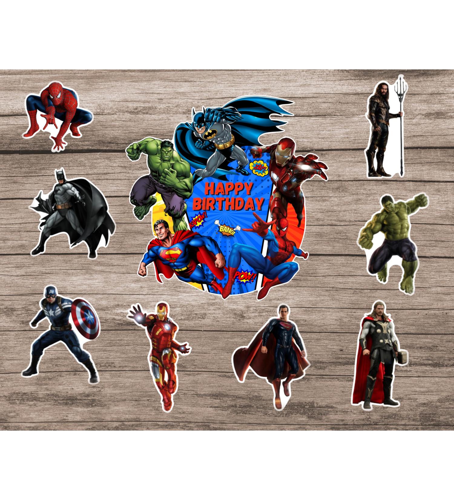 9 x PRECUT Superhero Theme Edible Wafer Paper Cupcake Topper Cake Decoration Birthday Cakes - Buy Online on GoSupps.com