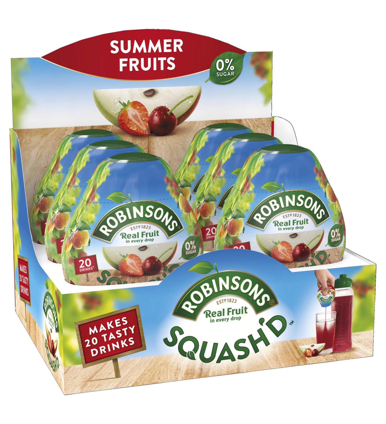 Robinsons Squash'D - 0% sucre - V ritable courge de fruits - Faible teneur en calories - Fruits d' t - Pour 20 boissons par paquet - 6 paquets de 66 ml
