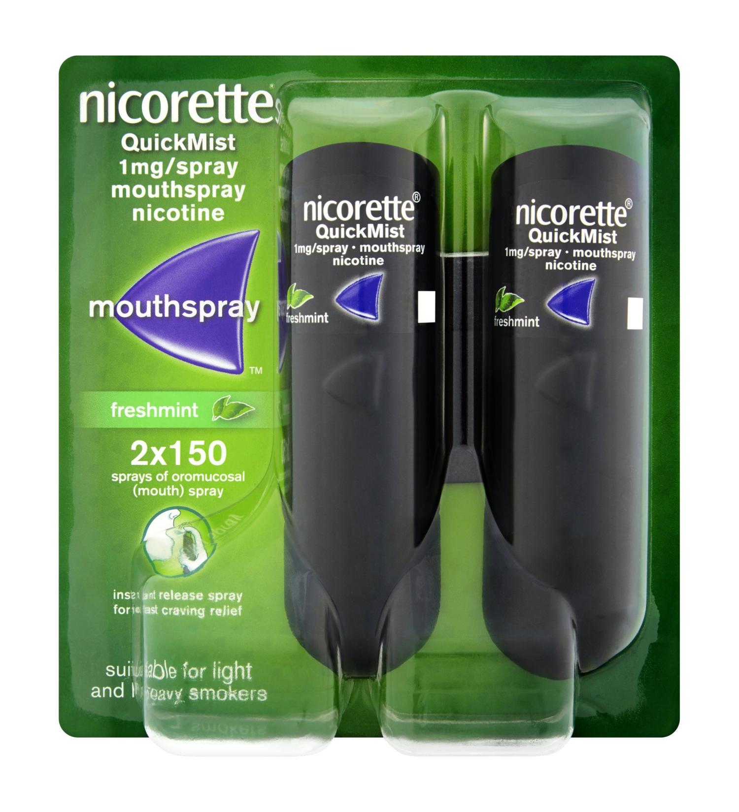 Nicorette QuickMist Mouth Spray Duo Pack Fresh Mint 1 mg (Stop Smoking Aid) - Buy Online on GoSupps.com