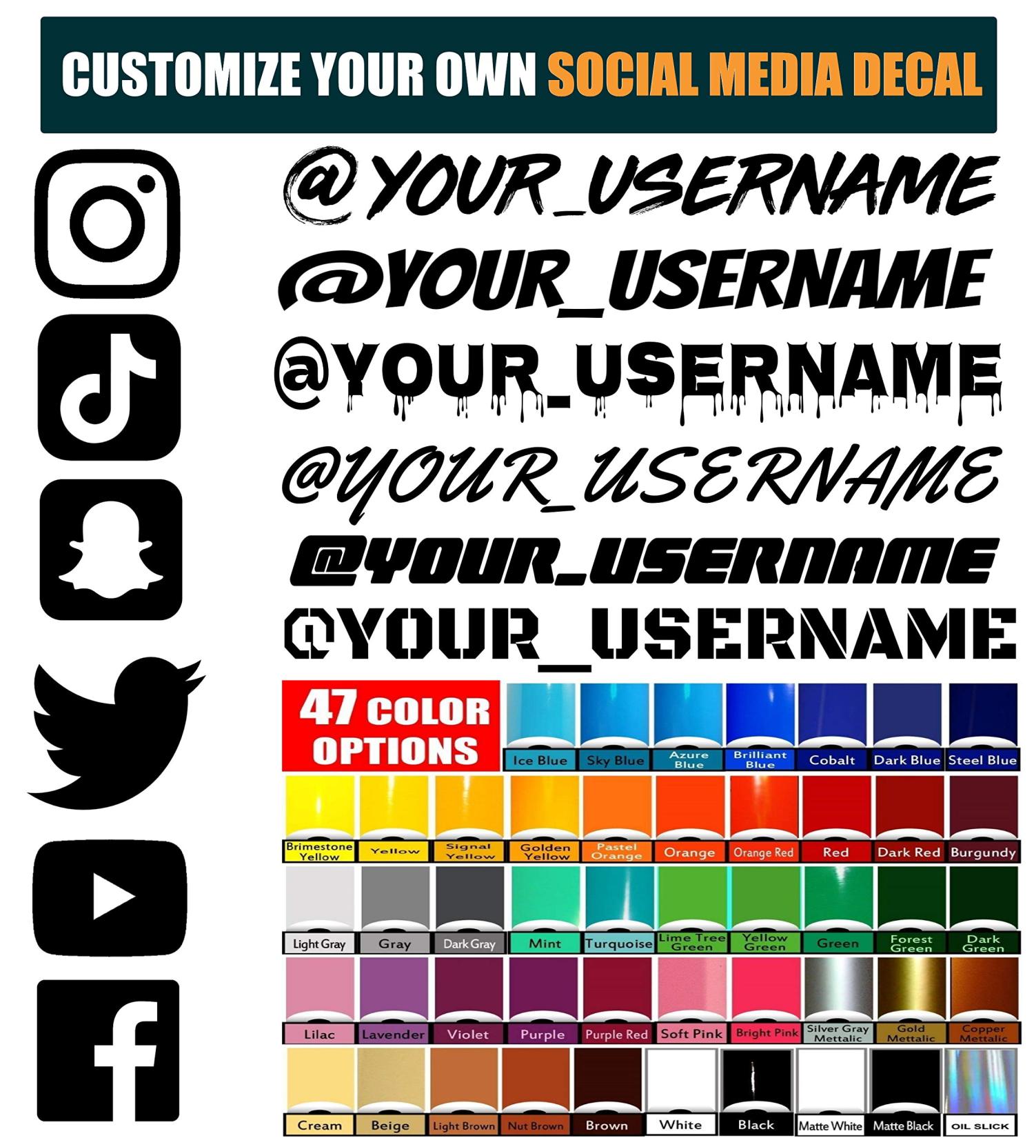 Personalized Social Media Decal Stickers by VulgrCo - Custom Name, Username, Logo & Brand Vinyl - Buy Online on GoSupps.com