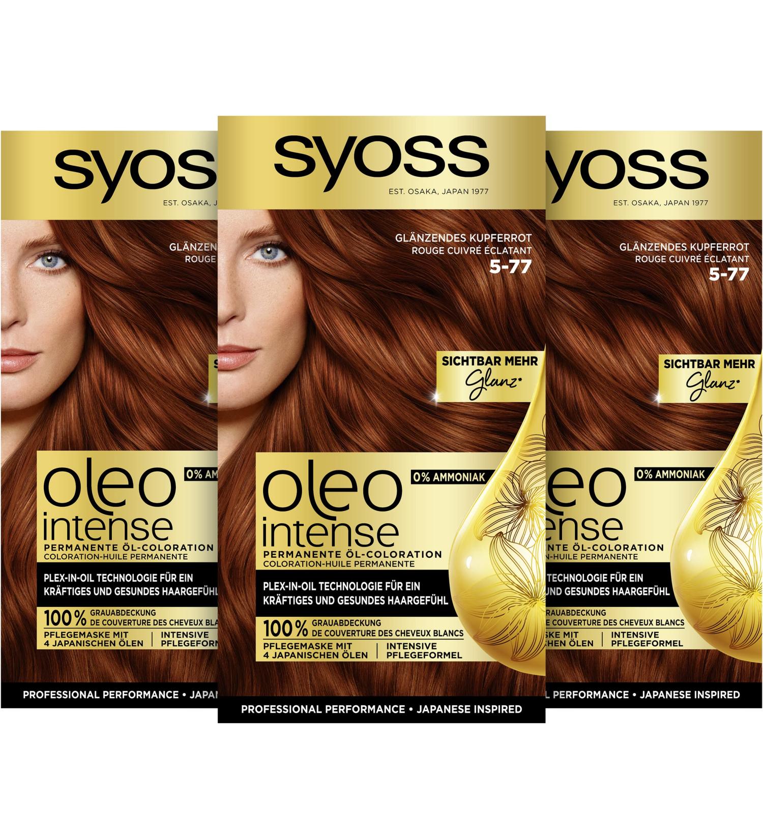  Syoss Syoss Oleo Intense Oil Hair Color 5-77 Brilliant Copper Red Level 3 (115 ml) Permanent Hair Color with Nourishing Oil Ammonia-Free - Buy Online on GoSupps.com