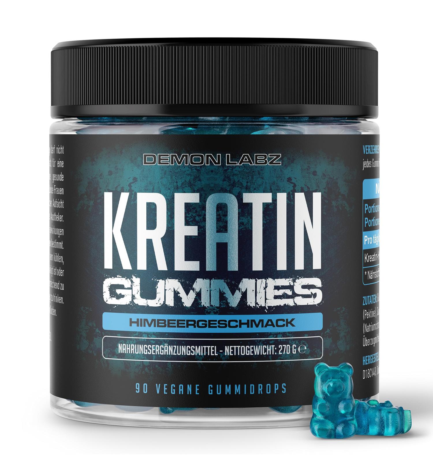 Demon Labz High-Dose Creatine Gummy Bears - 3000mg Creatine HCL Vegan Lab Tested Blue Raspberry Flavor - 90 Gummies - Buy Online on GoSupps.com