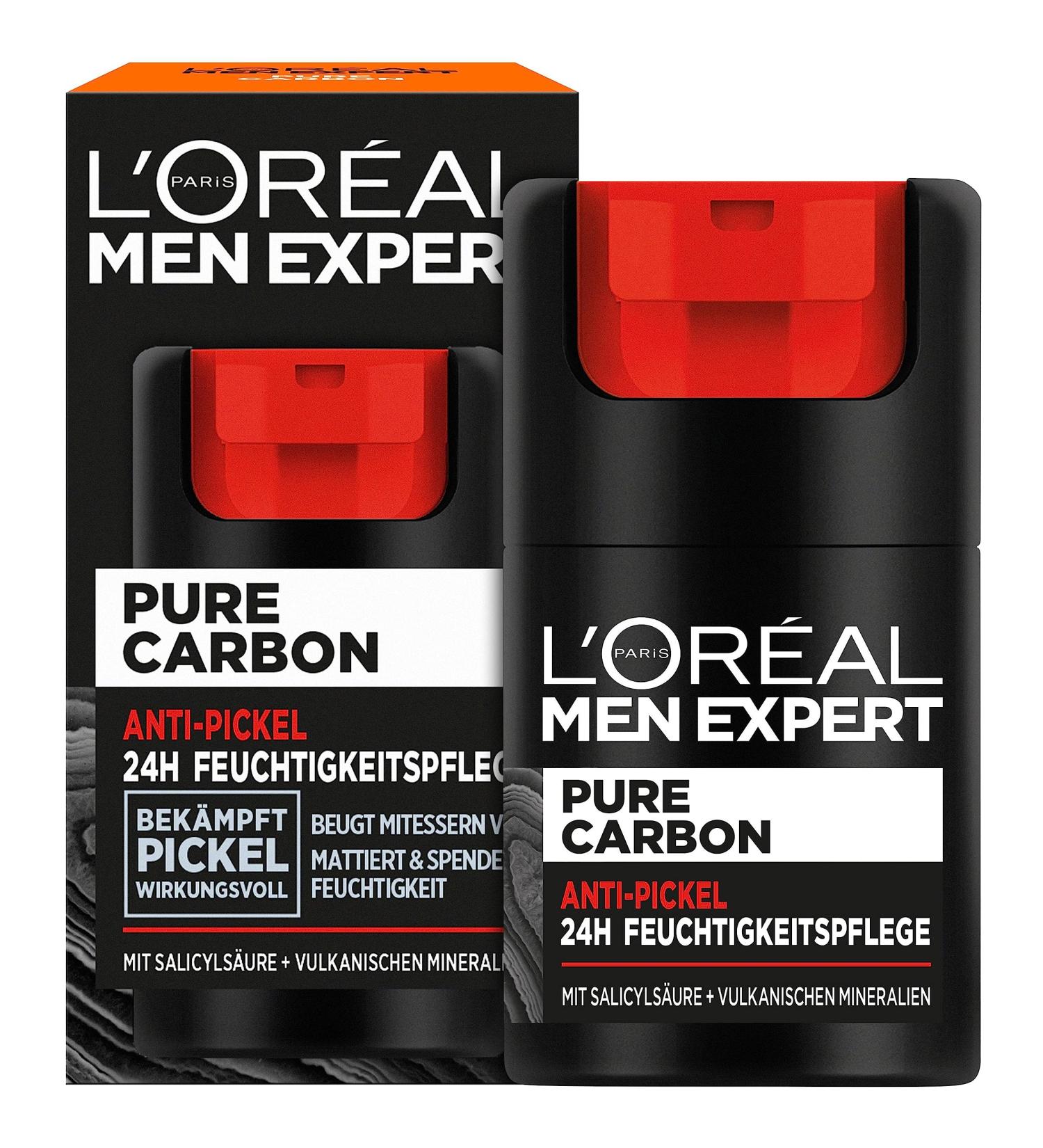 L'Or al Men Expert Anti-Pimperel Facial Care - Moisturizer with Salicylic Acid & Pure Carbon for Acne & Impurities - 50ml Facial Cream for Men - Buy Online on GoSupps.com