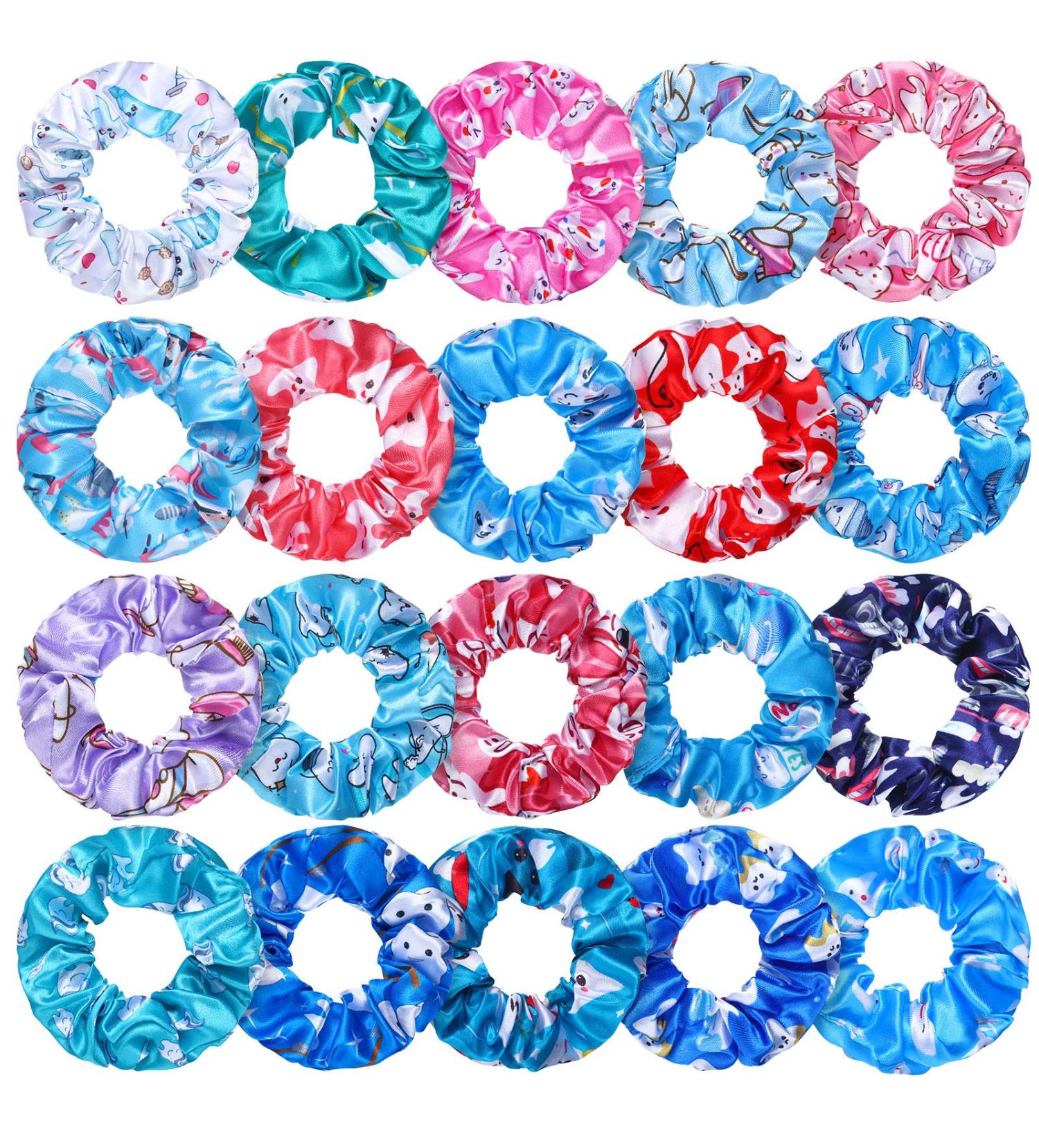 Dental Hygienist Gifts: 20-Piece Tooth Pattern Hair Scrunchies for Women - Hygiene Ponytail Accessories for Dental Assistants - Buy Online on GoSupps.com