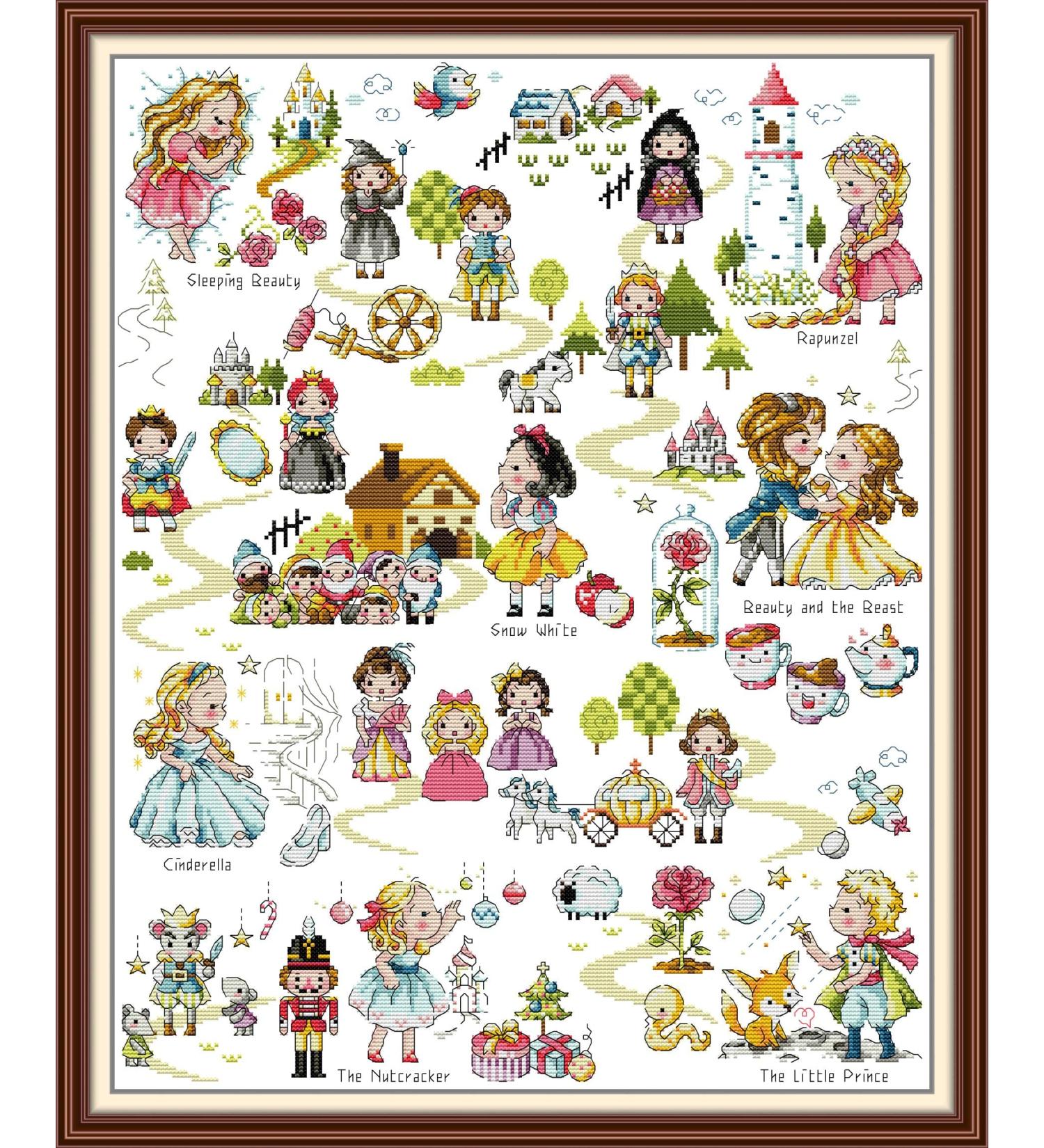 Joy Sunday Stamped Cross Stitch Kit for Beginners - Fairy Tale World 18.11x22.44 inch - Buy Online on GoSupps.com