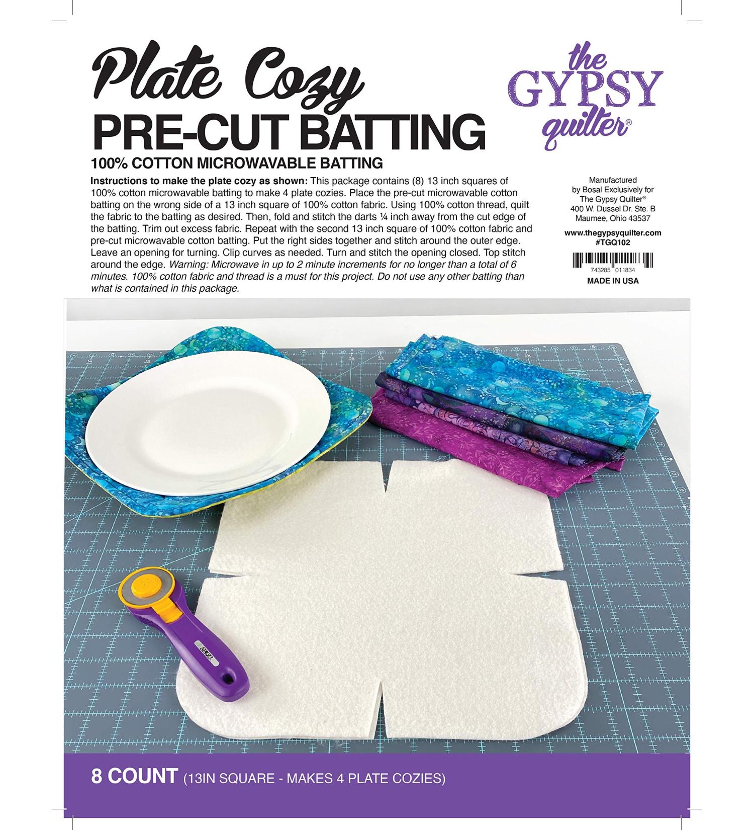 Gypsy Quilter Plate Cozy Pre Cut Batting 8ct 1