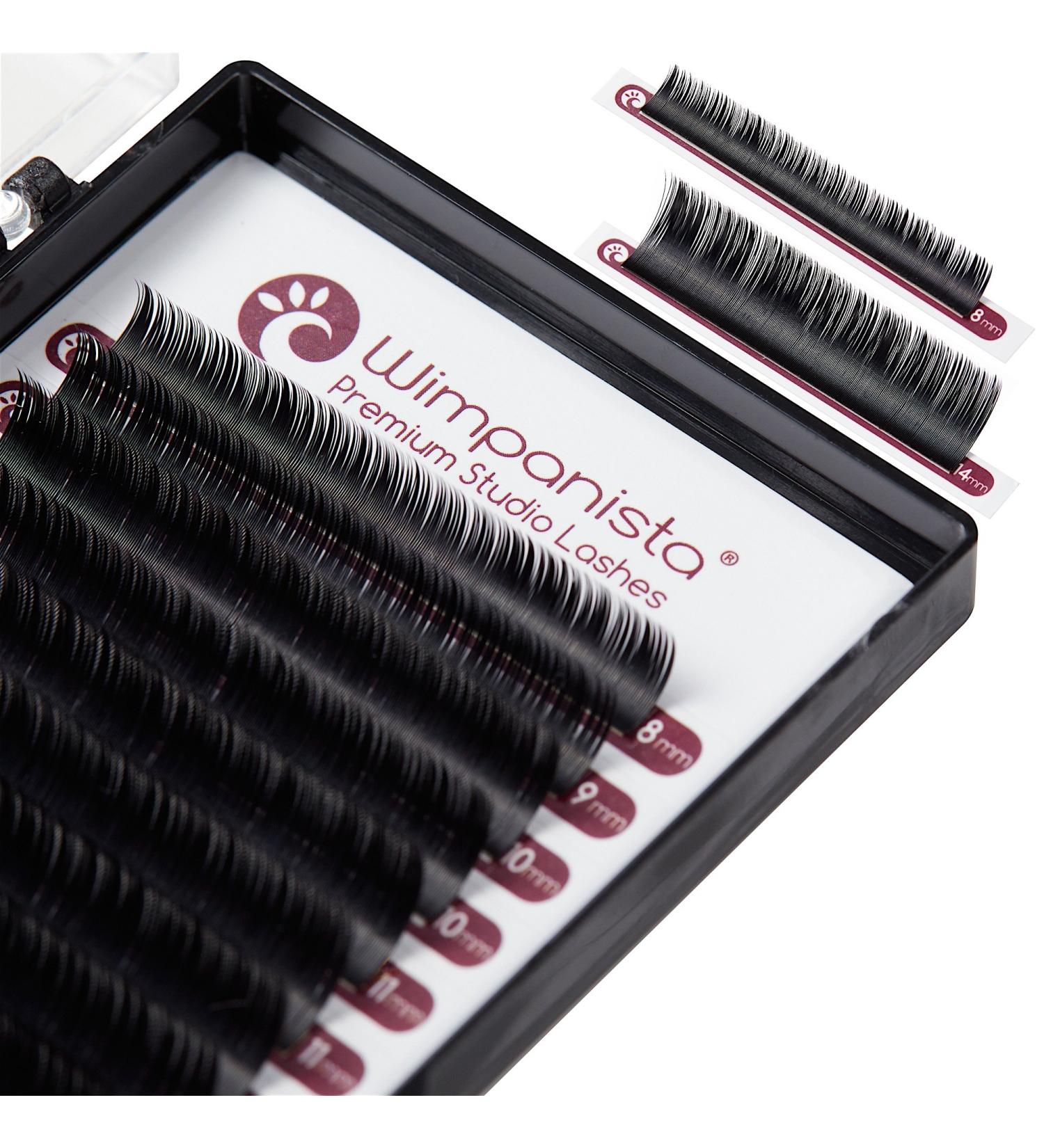 Volume Eyelashes D Curl - 0.05mm Silk Eyelash Extensions (8-14mm Mix) - Wimpanista - Premium Volume Lashes - 16 Strips - Buy Online on GoSupps.com