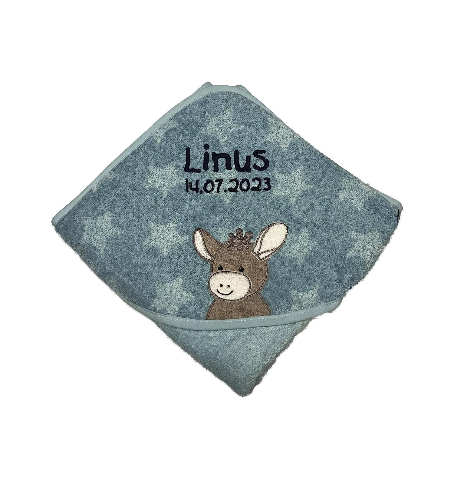 Personalized Sterntaler Bath Towel 80x80 cm - 100% Cotton Embroidered with Name (Emmi Blue Stars) - International Shipping - Buy Online on GoSupps.com