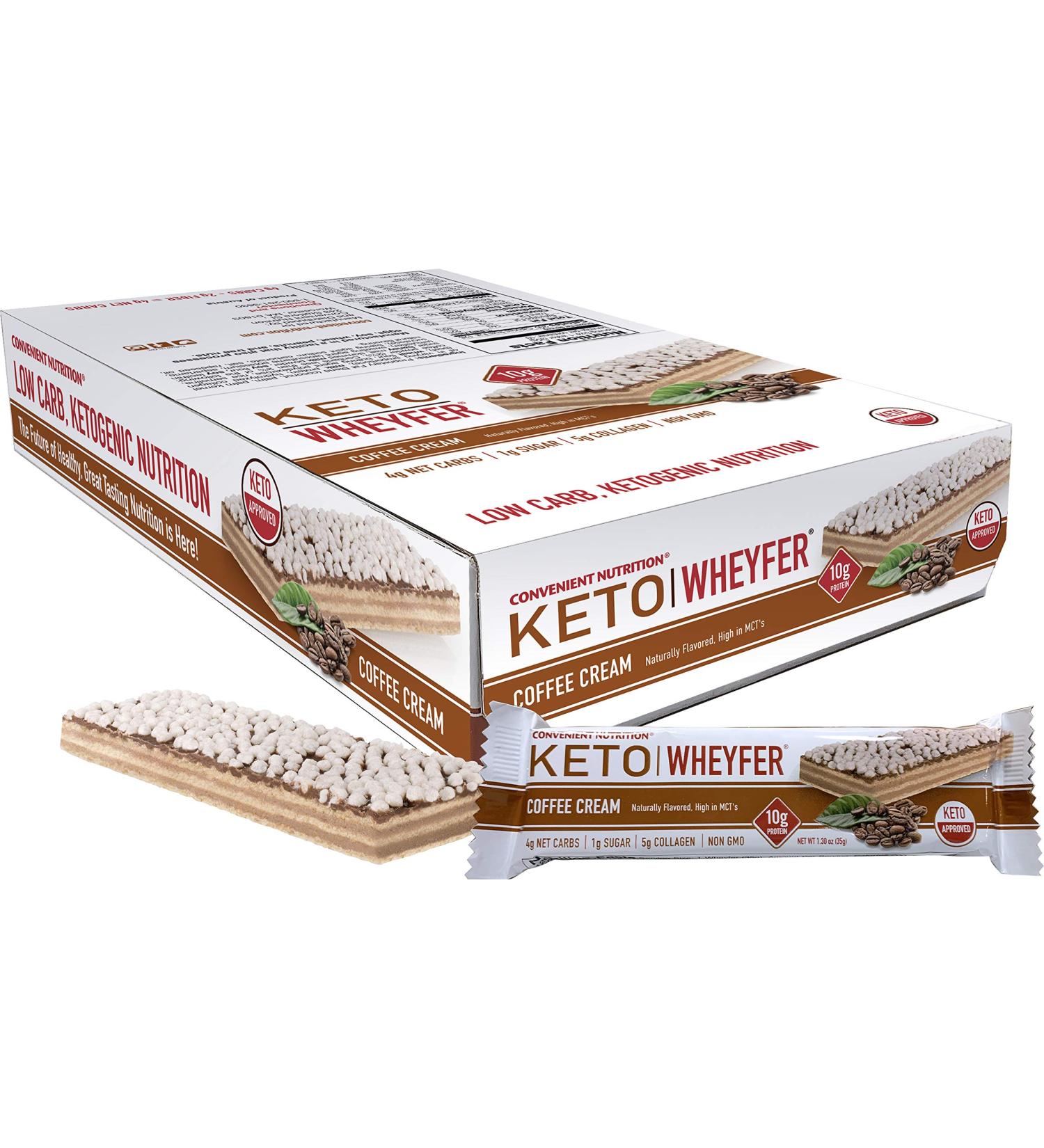 Convenient Nutrition Keto WheyFer Protein Snack Bars - Low Carb, Low Sugar, Coffee Cream Flavor | 10 Bars - Buy Online on GoSupps.com