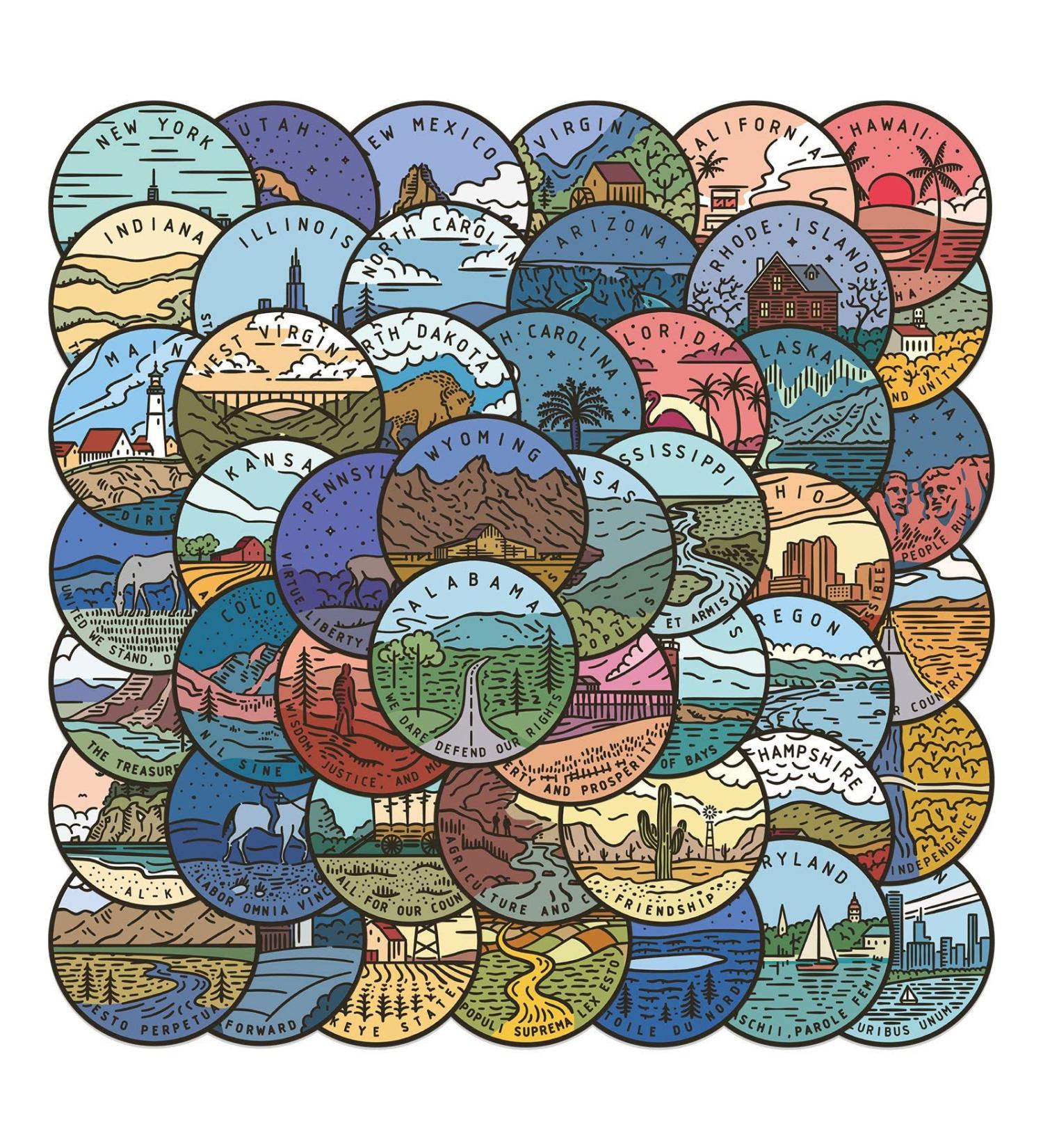 US States Stickers - 50Pcs USA State Decals Waterproof Stickers for Guitar Phone Scrapbook Water Bottle Suitable for Teens Adults - Buy Online on GoSupps.com