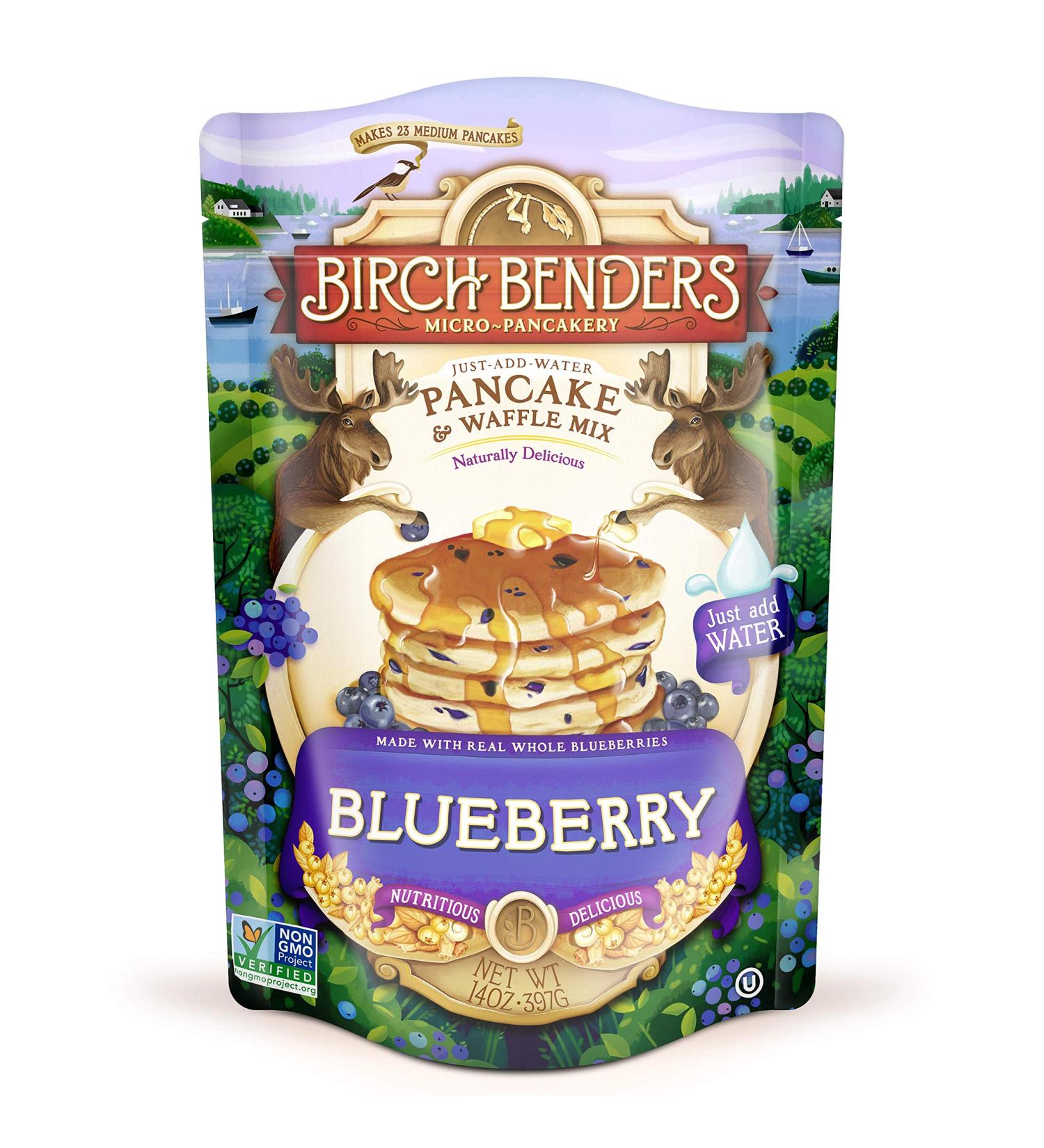 Birch Benders Blueberry Pancake & Waffle Mix - Non-GMO, Dairy Free, Just Add Water, 14 oz - Buy Online on GoSupps.com