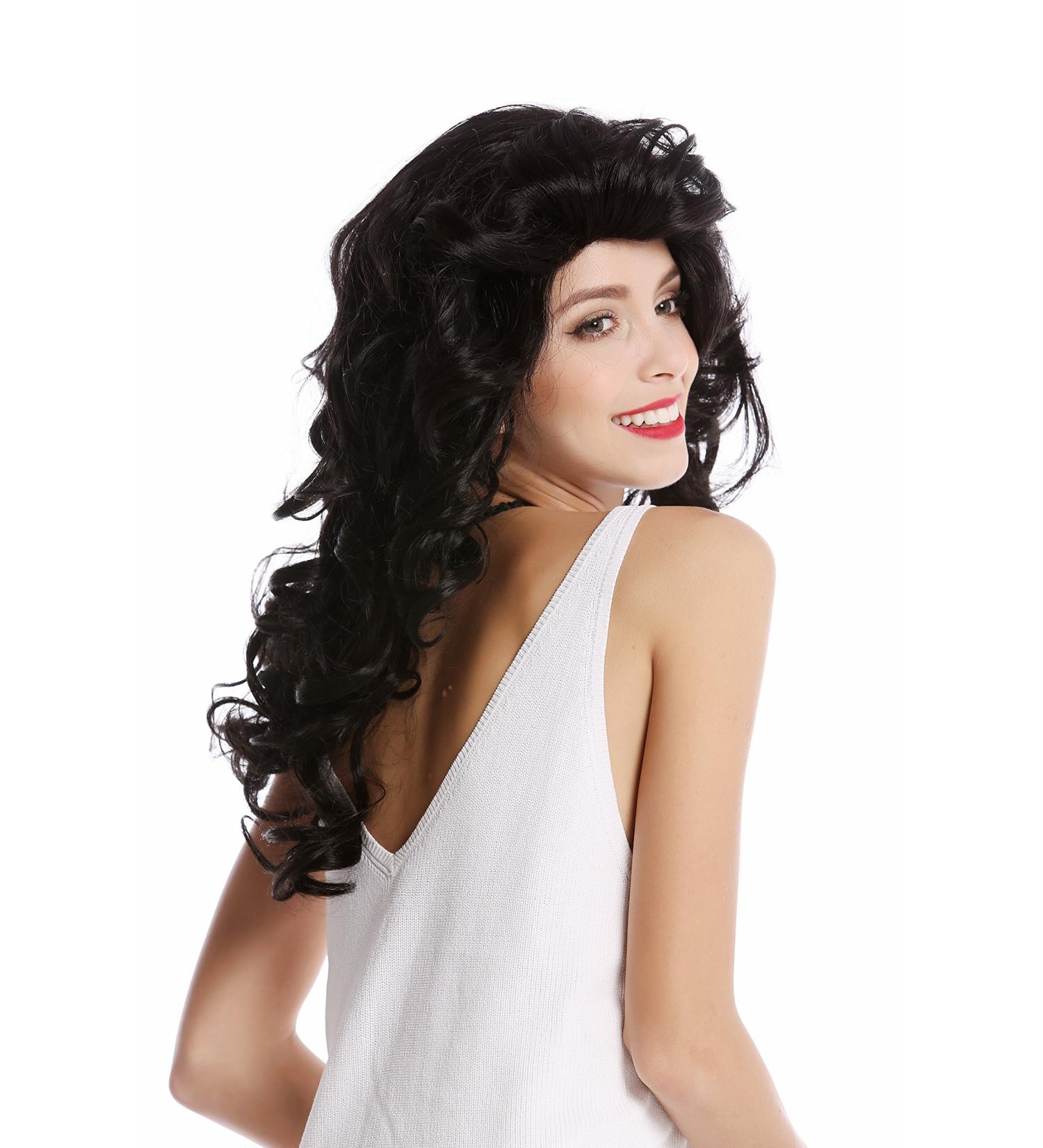 WIG ME UP WL-3010-1B Ladies Wig - Black Long Wavy Voluminous Backcombed 80s Style 55cm | International Shipping - Buy Online on GoSupps.com