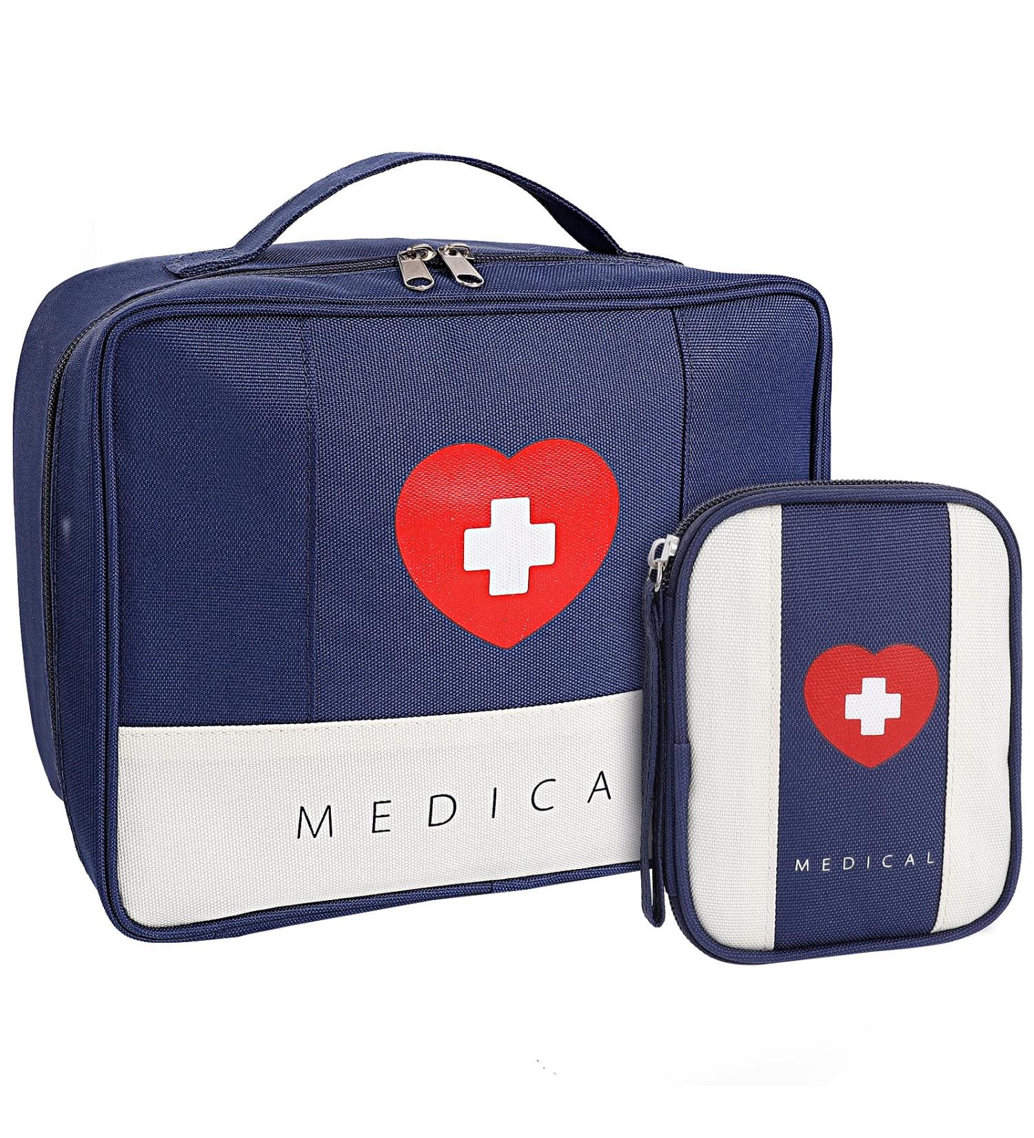 Romon Waterproof 2-Piece Medication & First Aid Bag - Portable Medicine Storage for Home Office Travel & Outdoor - Blue - Buy Online on GoSupps.com