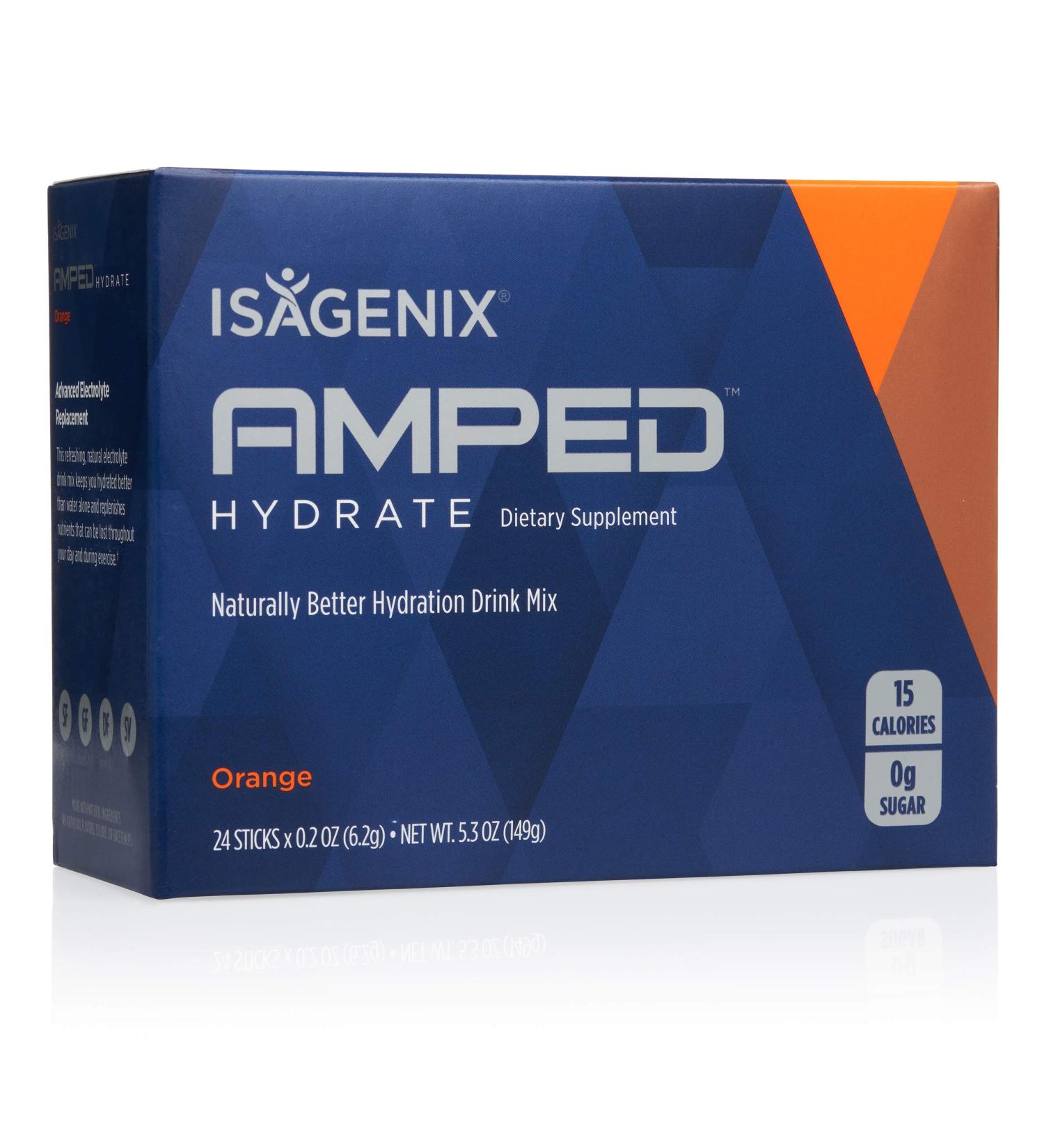 Isagenix Amped Hydrate Sticks  24 Packets of Drink Mix (Orange) - Buy Online on GoSupps.com