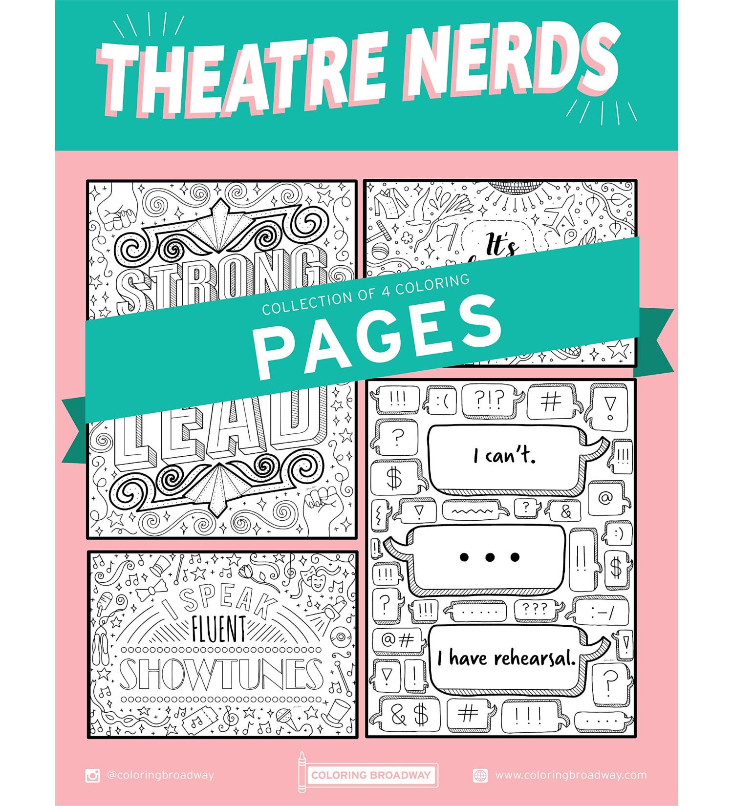 Coloring Broadway Theatre Nerds Coloring Pages - Set of 4 Hand-Drawn Illustrations on Matte Card Stock (8.5 x 11) - Buy Online on GoSupps.com