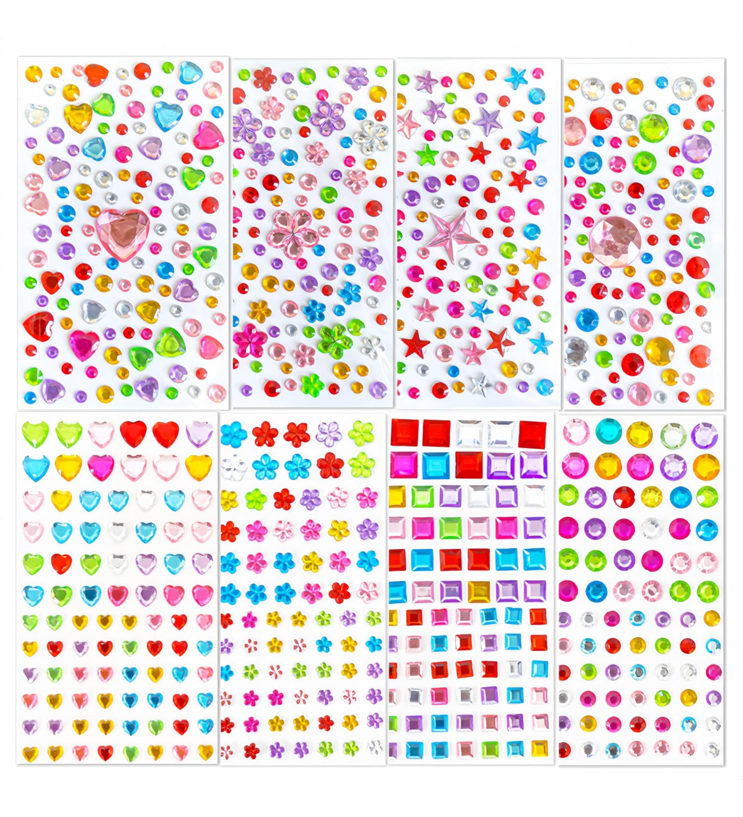 Buy Shishiruyizhong 828pcs Rainbow Glitter Gem Stickers - DIY Decorative Self Adhesive Rhinestones for Kids | 8 Sheets of Acrylic Bling | International Shipping - Buy Online on GoSupps.com