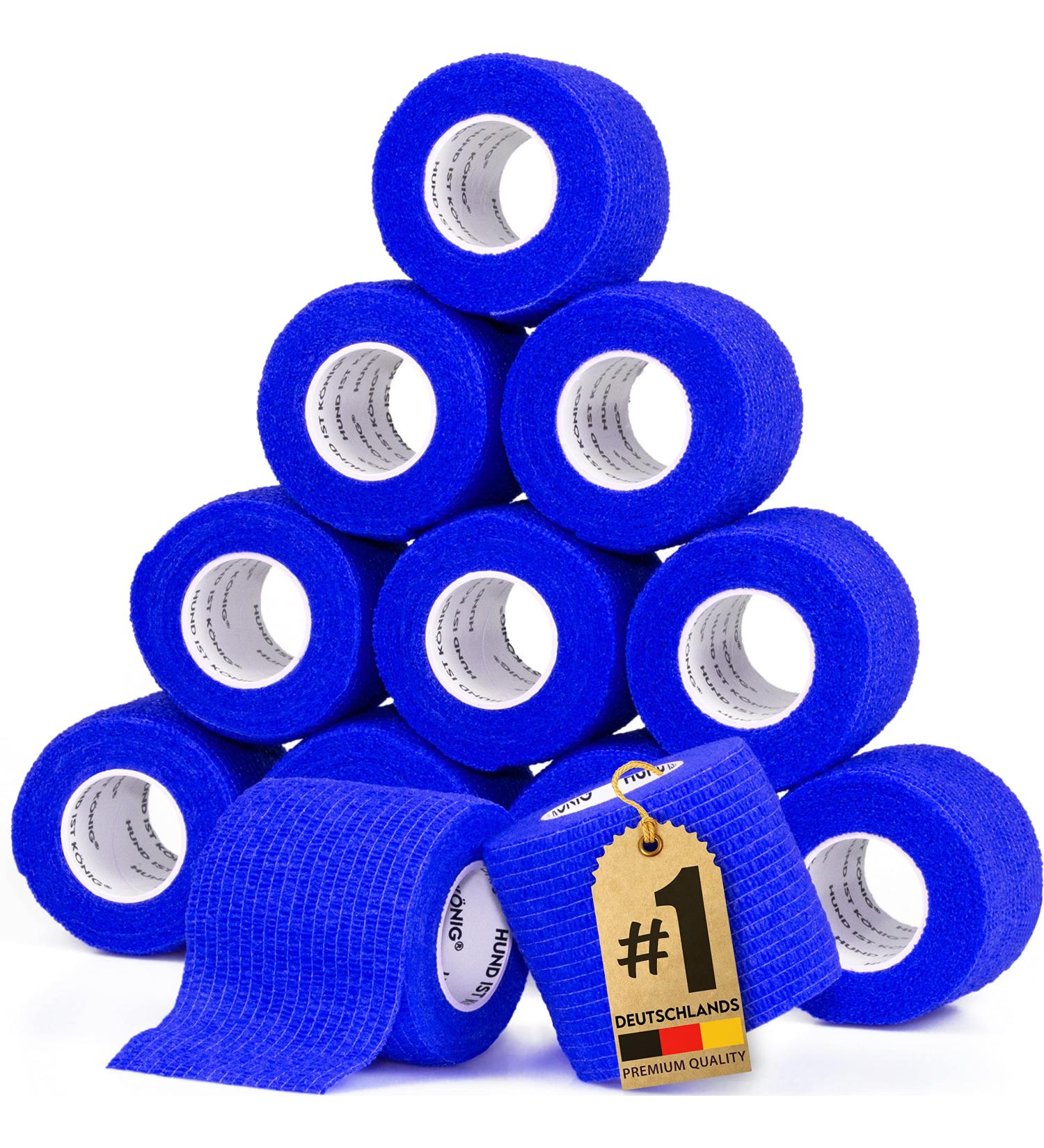 Hund ist K nig Self-Adhesive Elastic Bandage 12x4.7m - Versatile Adhesive Bandage for Humans & Animals | 12 Rolls (5cm x 4.7m) - Blue - Buy Online on GoSupps.com