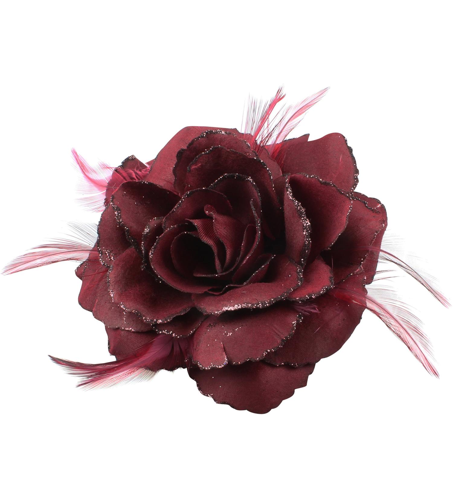 Burgundy Rose Hair Clip Large Rose Fascinator Flower Hair Clip Red Hair Accessories Clips Elastic Wedding Hair Flower 1pc