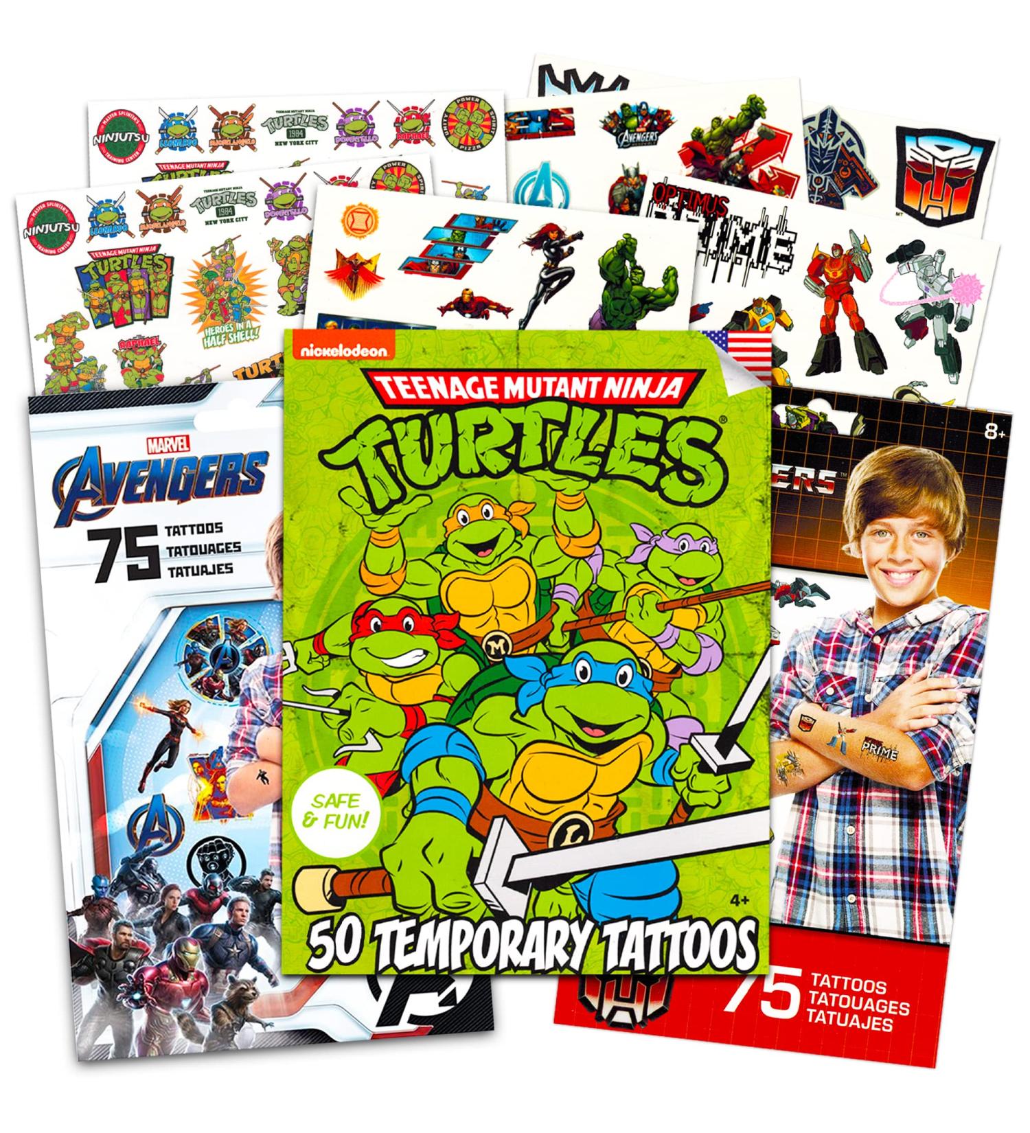 Boys Kids Party Bundle: 200 Licensed Superhero Temporary Tattoos - Transformers, TMNT, Avengers - Party Supplies - Buy Online on GoSupps.com