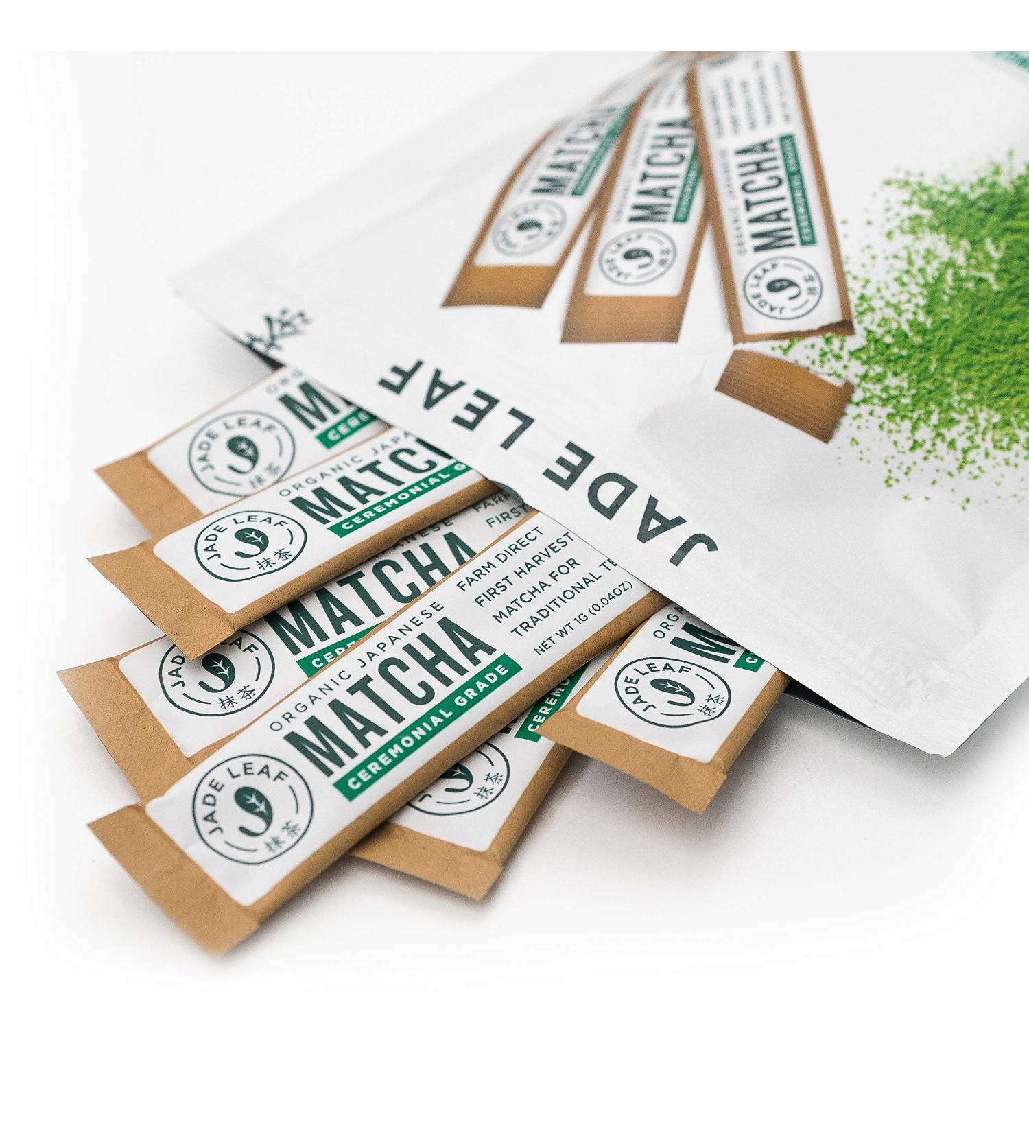 Organic Jade Leaf Matcha Green Tea Powder - 30 Single Serve Stick Packs - Buy Online on GoSupps.com