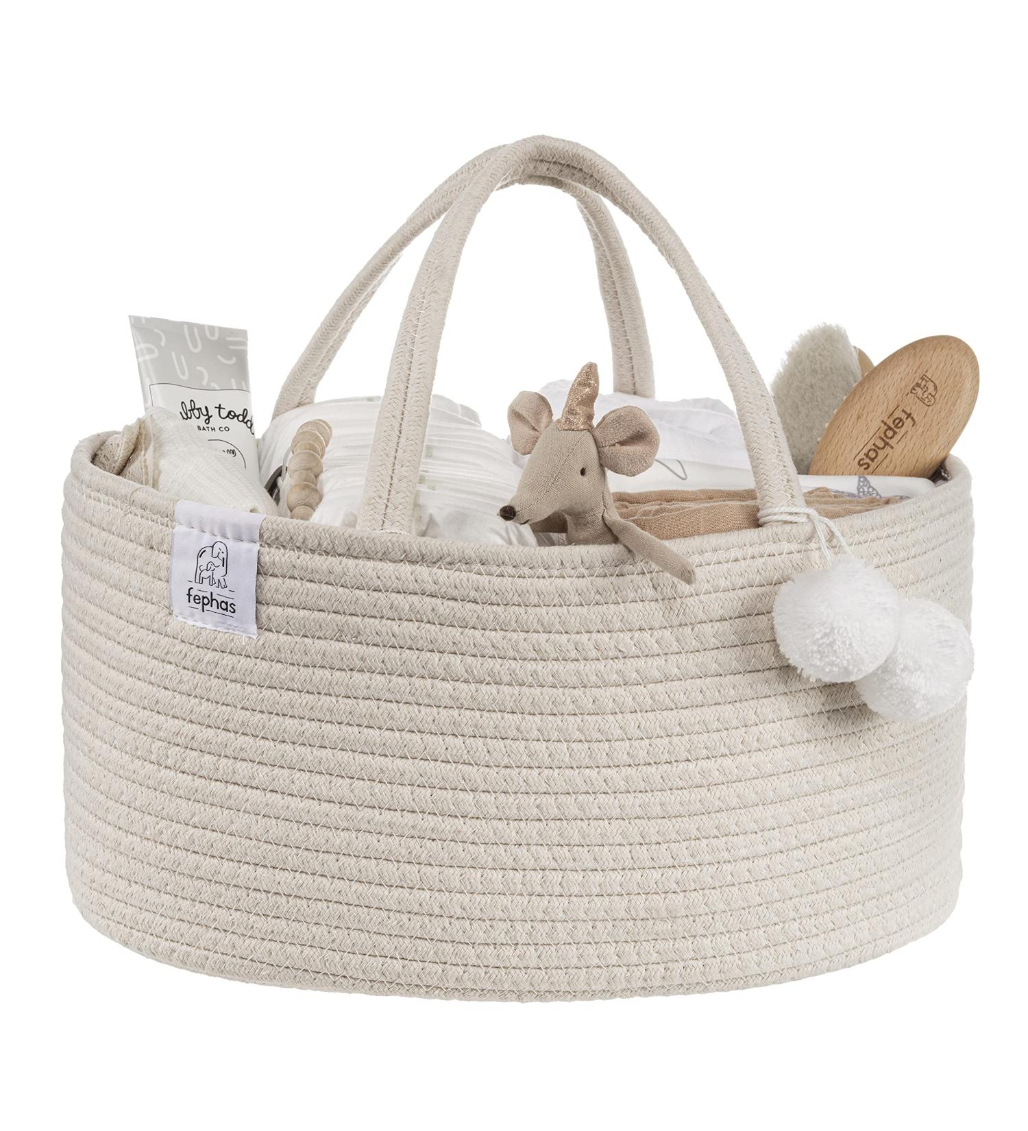 Fephas Baby Diaper Caddy Organizer- Cotton Rope Nursery Storage Bin- Portable Diaper Storage Basket for Changing Table and Car- Perfect Baby Shower & Registry Gift - Buy Online on GoSupps.com
