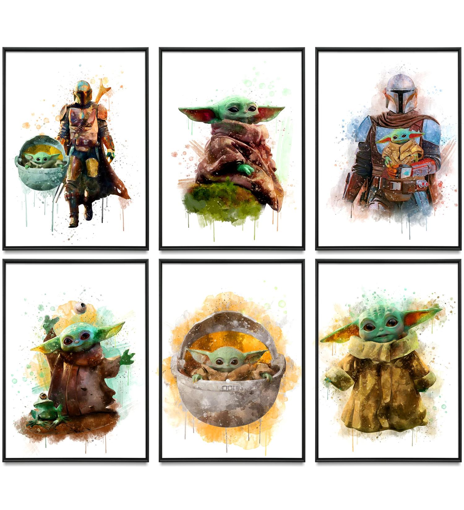 Buy Baby Yoda Art Prints - Set of 6 Mandalorian Grogu Wall Posters for Kids & Office Decor | International Shipping - Buy Online on GoSupps.com