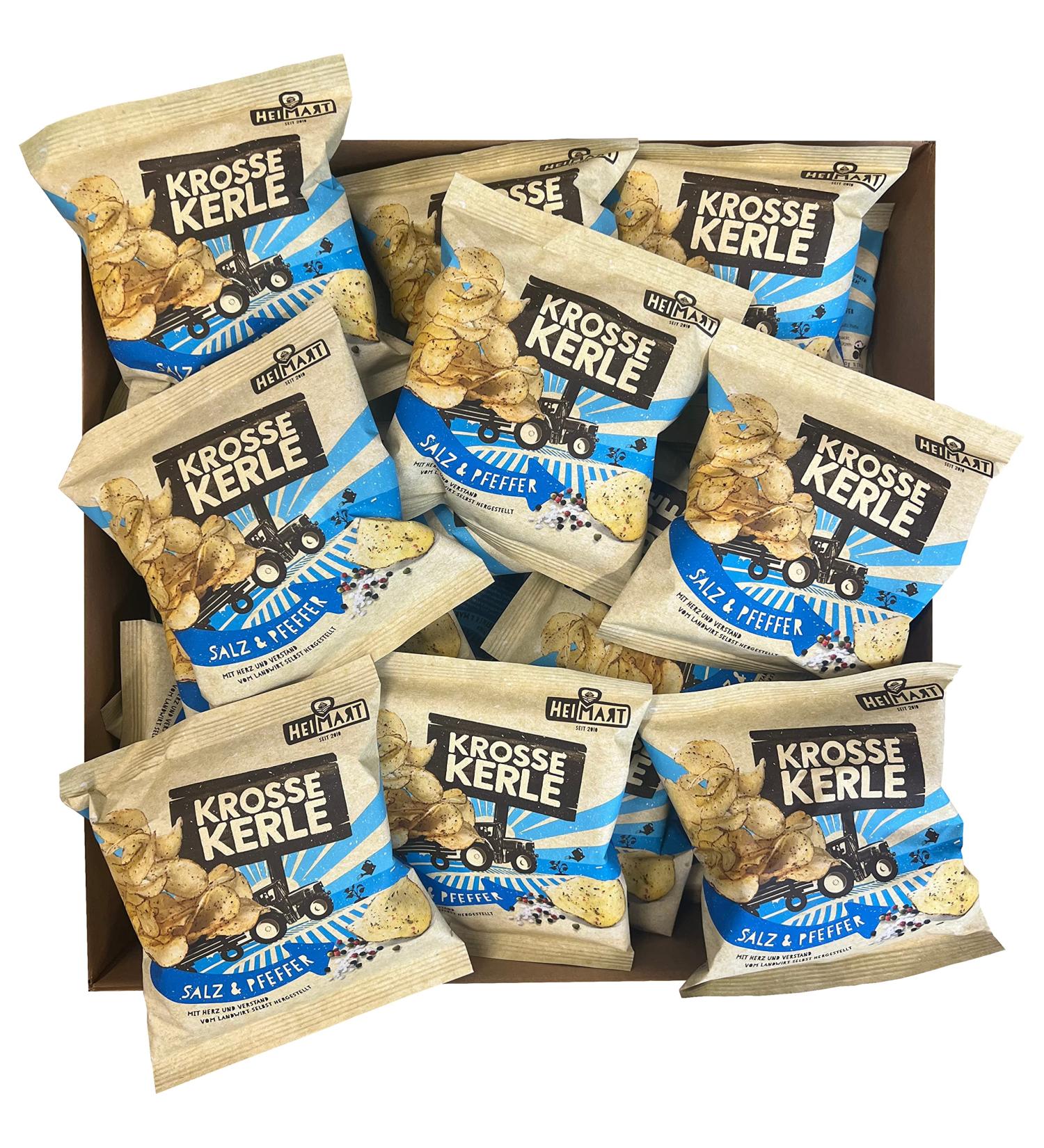 Crispy Guys Chips | Gluten-Free Vegan Snack | Salt & Pepper Mini Bags | 60 x 25g Box | International Shipping - Buy Online on GoSupps.com