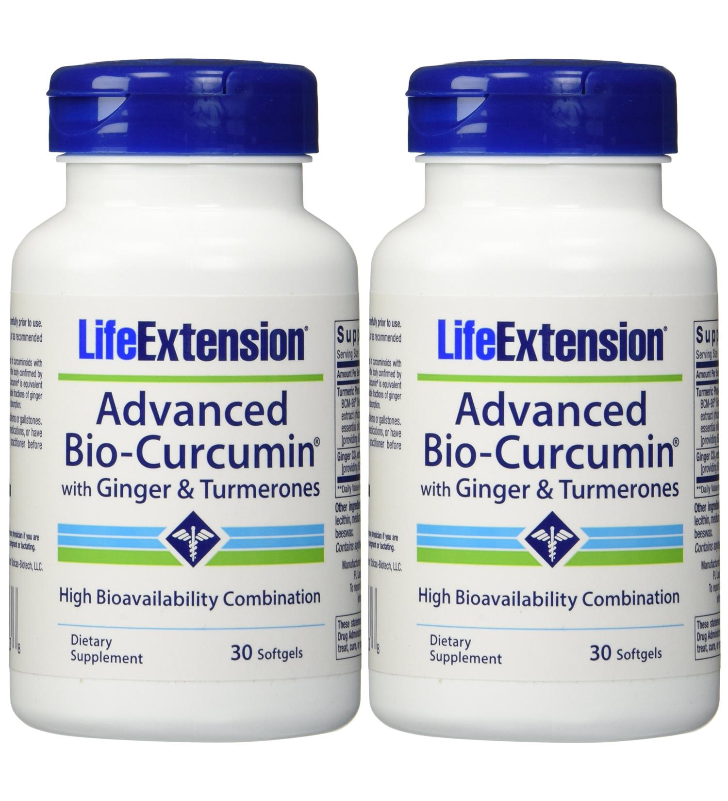 Life Extension Advanced Bio-Curcumin with Ginger & Turmerones - 30 Count (Pack of 2) - Buy Online on GoSupps.com