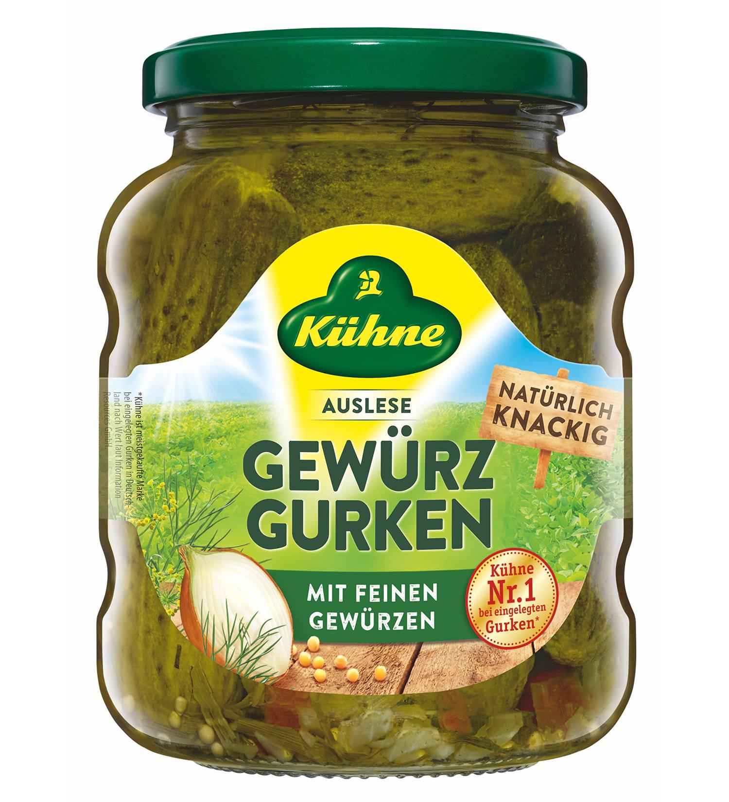 K hne gherkins selection glass pack of 5 (5 x 370 ml)