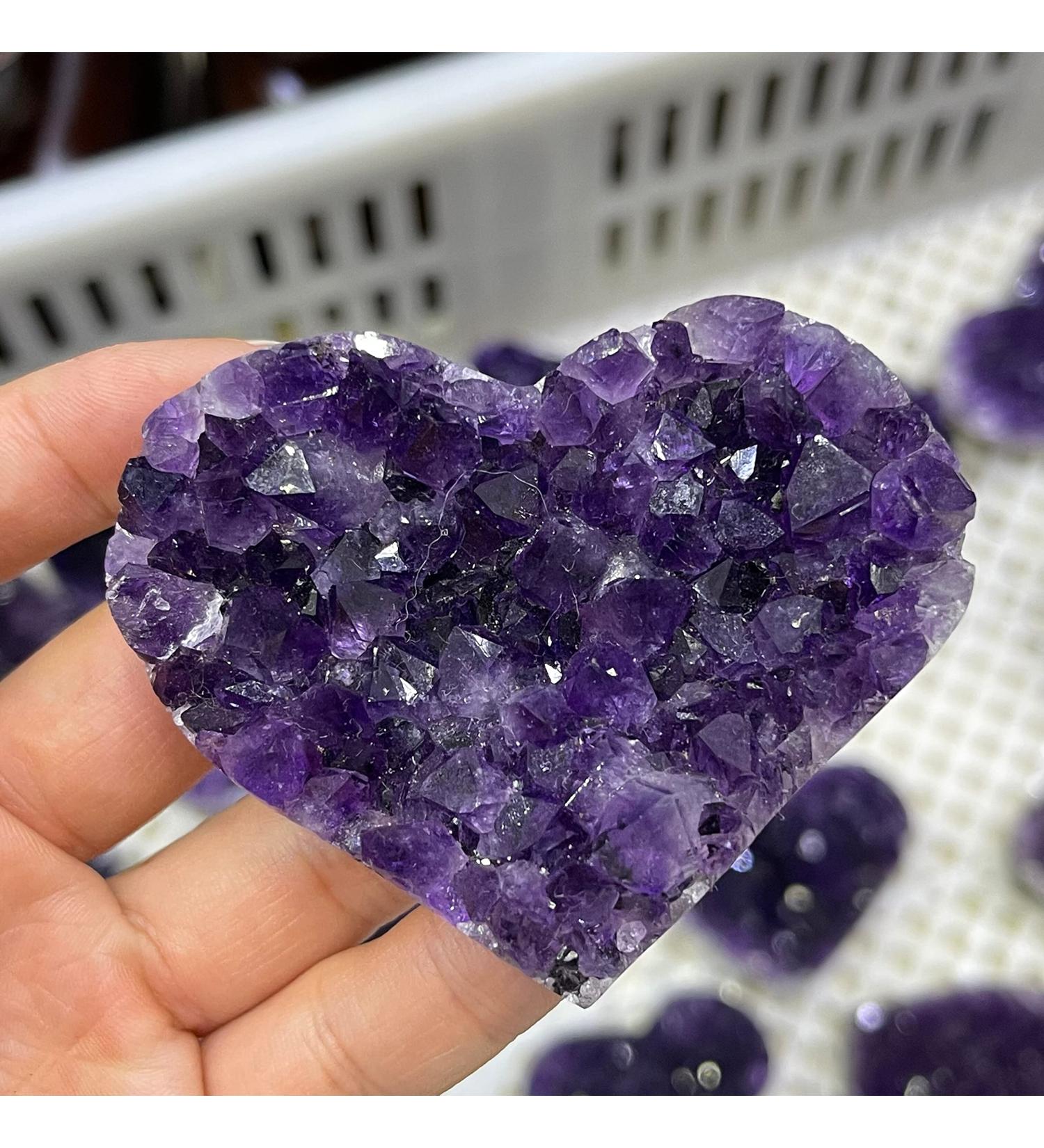Amethyst Crystals Natural Uruguay Amethyst Quartz Crystal Heart Cluster Specimen JIZTGEDM 4-5cm - Buy Online on GoSupps.com