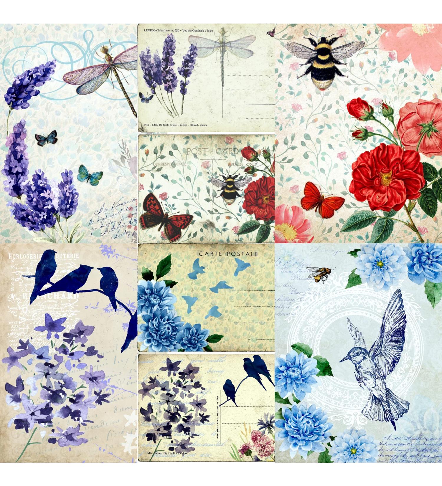 Mulberry Rice Paper 8x10.5 inch, 6 Different Printed Images, 30gsm for Decoupage Crafts & Mixed Media - Buy Online on GoSupps.com