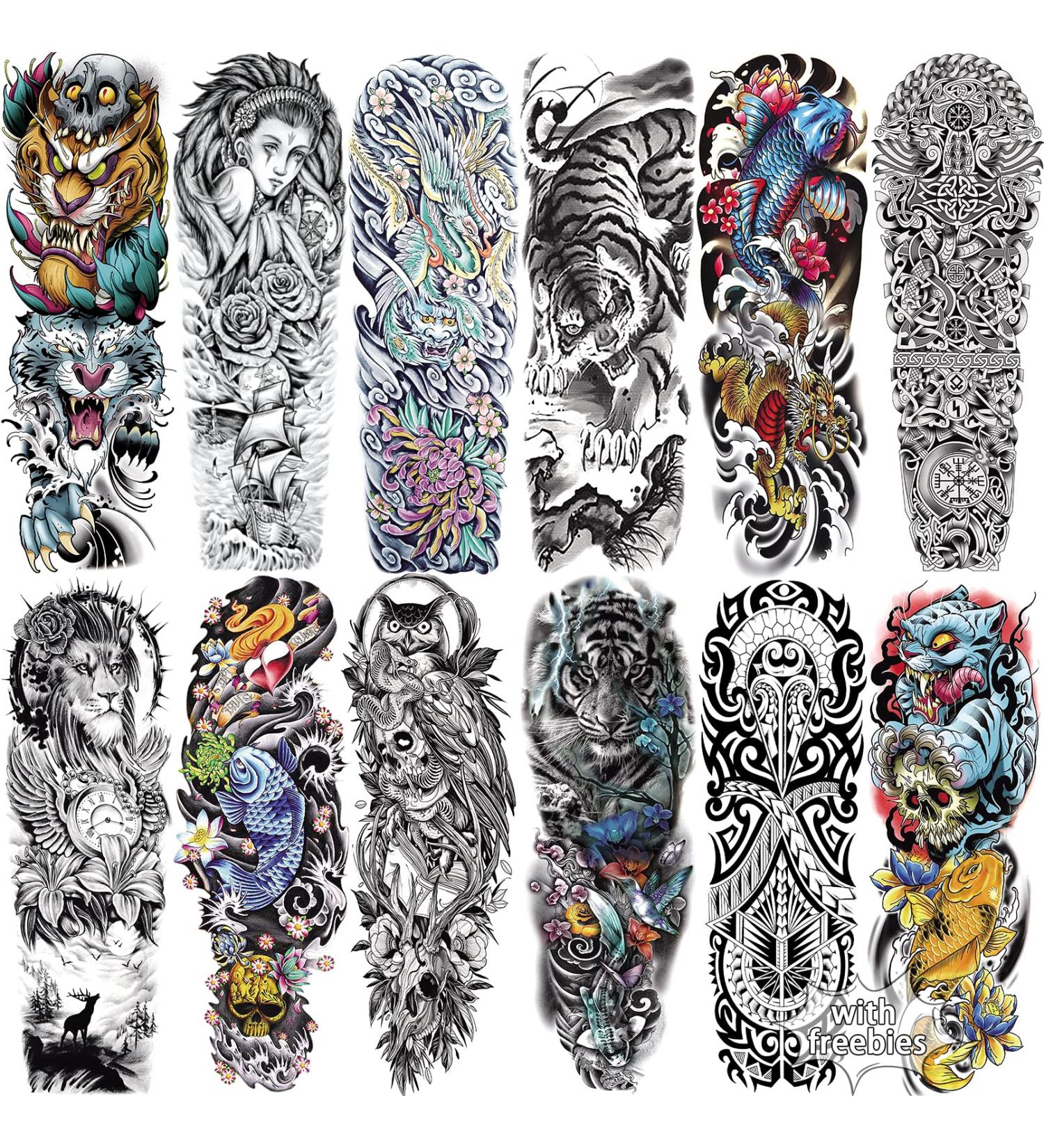 Aresvns Japanese Temporary Tattoo: Waterproof Full Sleeve & Half Arm Fake Tattoos for Men & Women - Long Lasting & Realistic Design - Buy Online on GoSupps.com