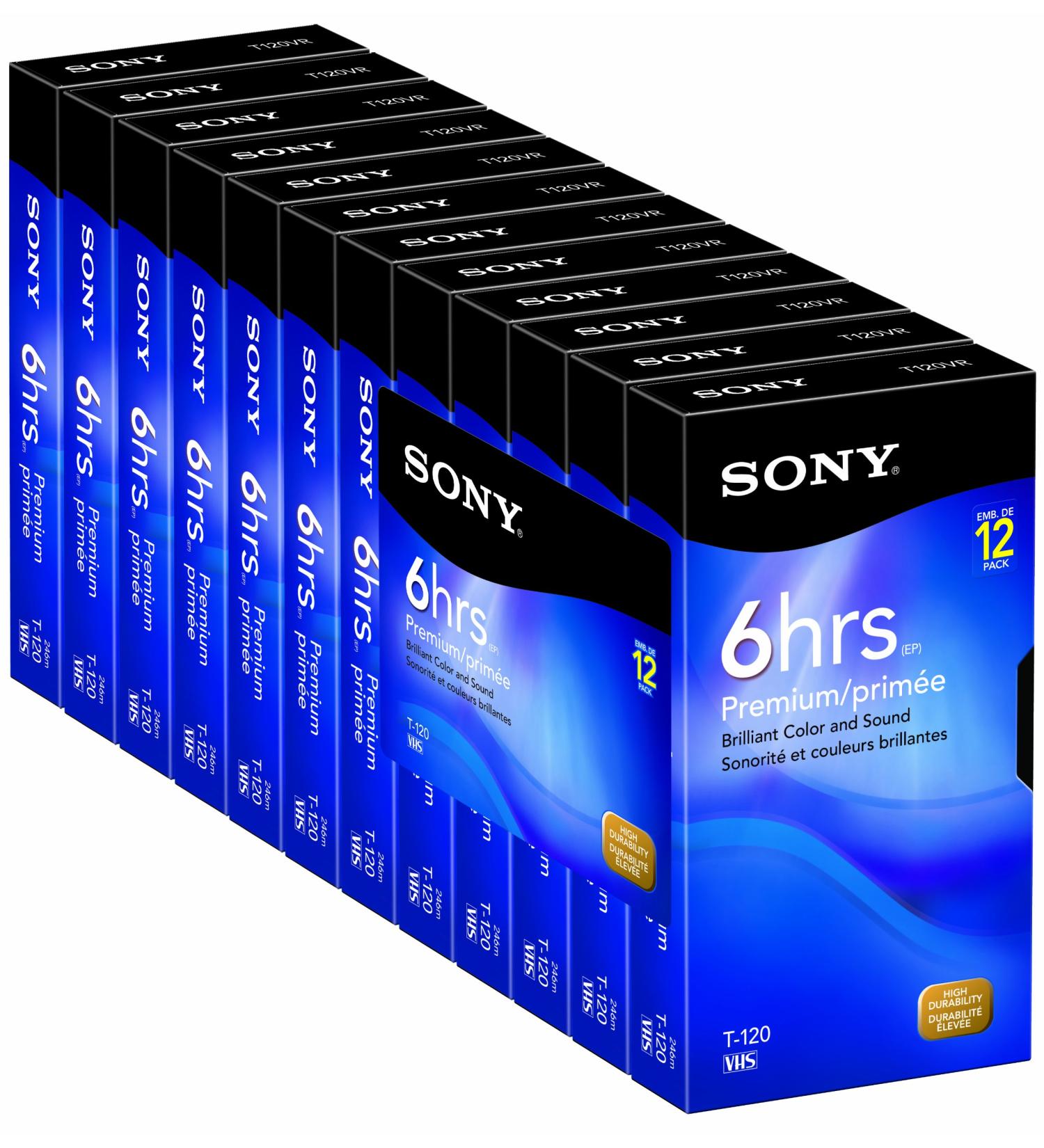 Sony 12T120VR 120-Minute Premium VHS Cassettes (12-Pack) (Discontinued by Manufacturer)