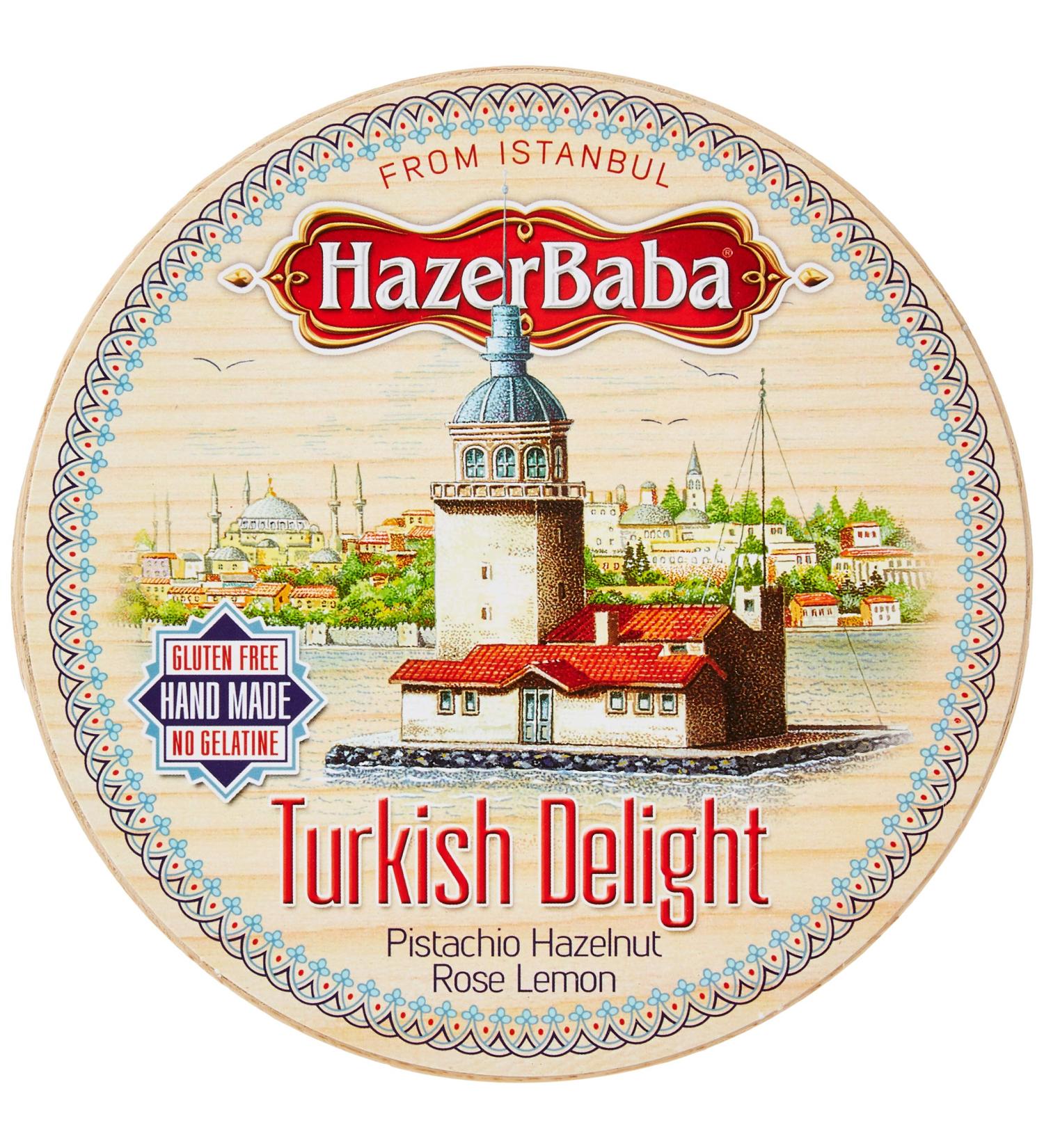 Hazer Baba Genuine Turkish Delight Assorted Wooden Drum 454 g - Buy Online on GoSupps.com