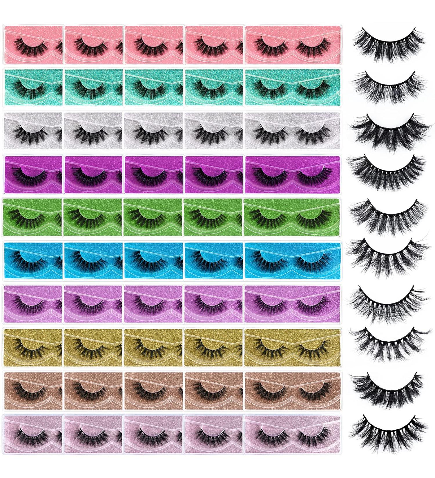 10 Styles Wholesale Fluffy Dramatic Bulk Lashes - 50 Pairs Pack Individual Box - 10-18mm Volume Faux Mink Eyelashes - Thick 8D Fake Lash - Short Natural Look - Style i-50 Pairs - Buy Online on GoSupps.com