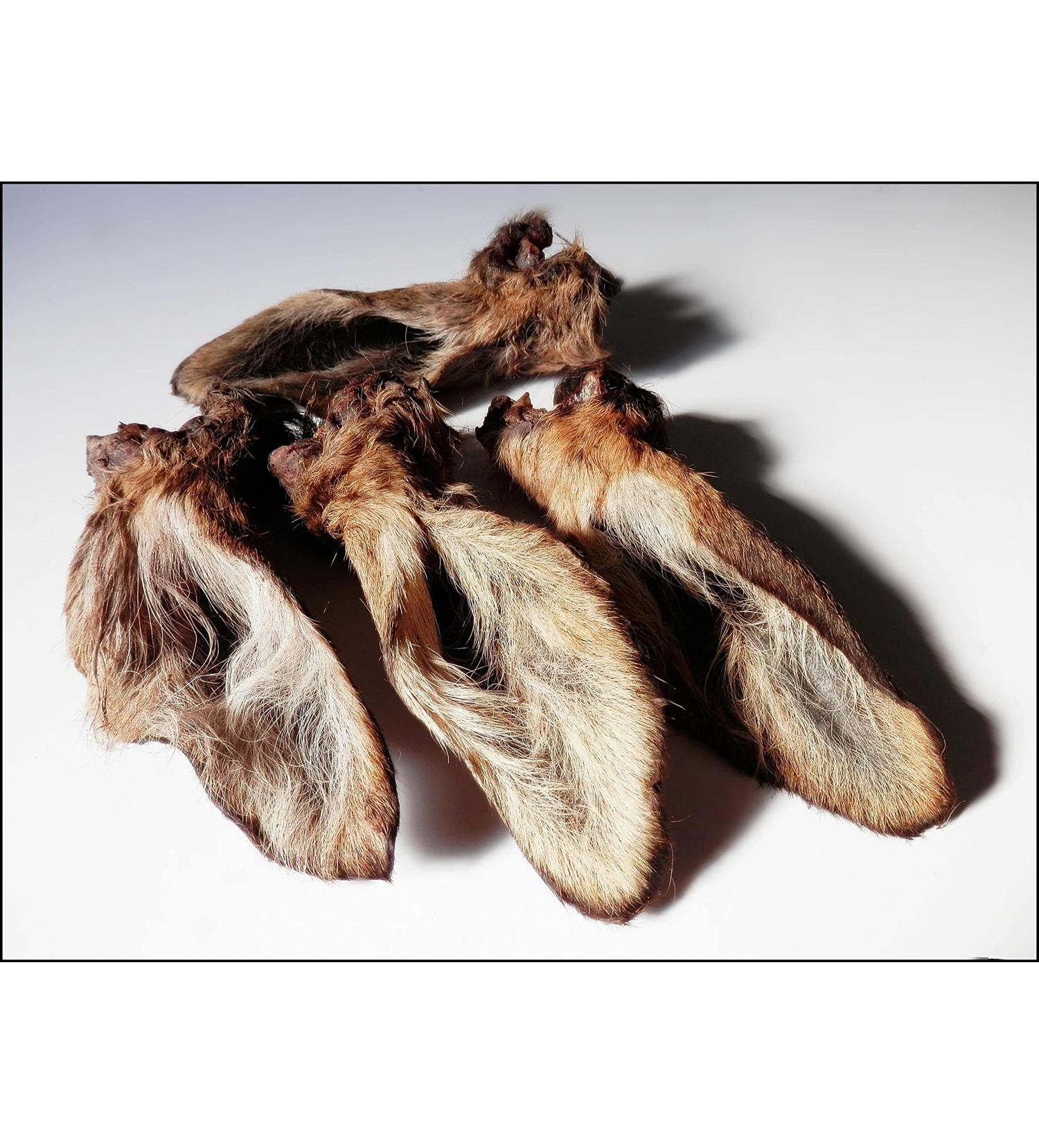 DriedDogTreats 10 ears 100% PURE FURRY DOE ROE-DEER VENISON EARS - treats chews snack NATURAL hypoallergenic - Buy Online on GoSupps.com