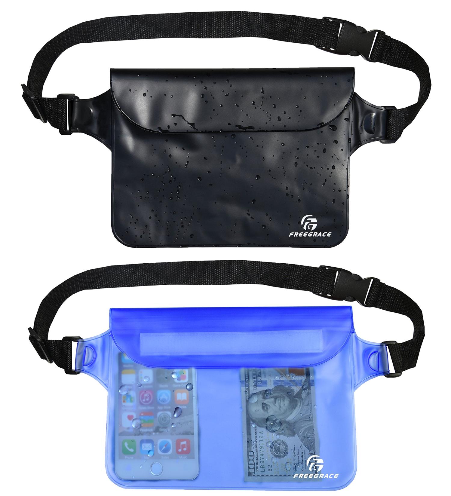 Freegrace Waterproof Pouches Bundle Set with Waist Strap - Keep Your Phone & Valuables Dry and Safe - Boating, Swimming, Snorkeling Essential - Buy Online on GoSupps.com