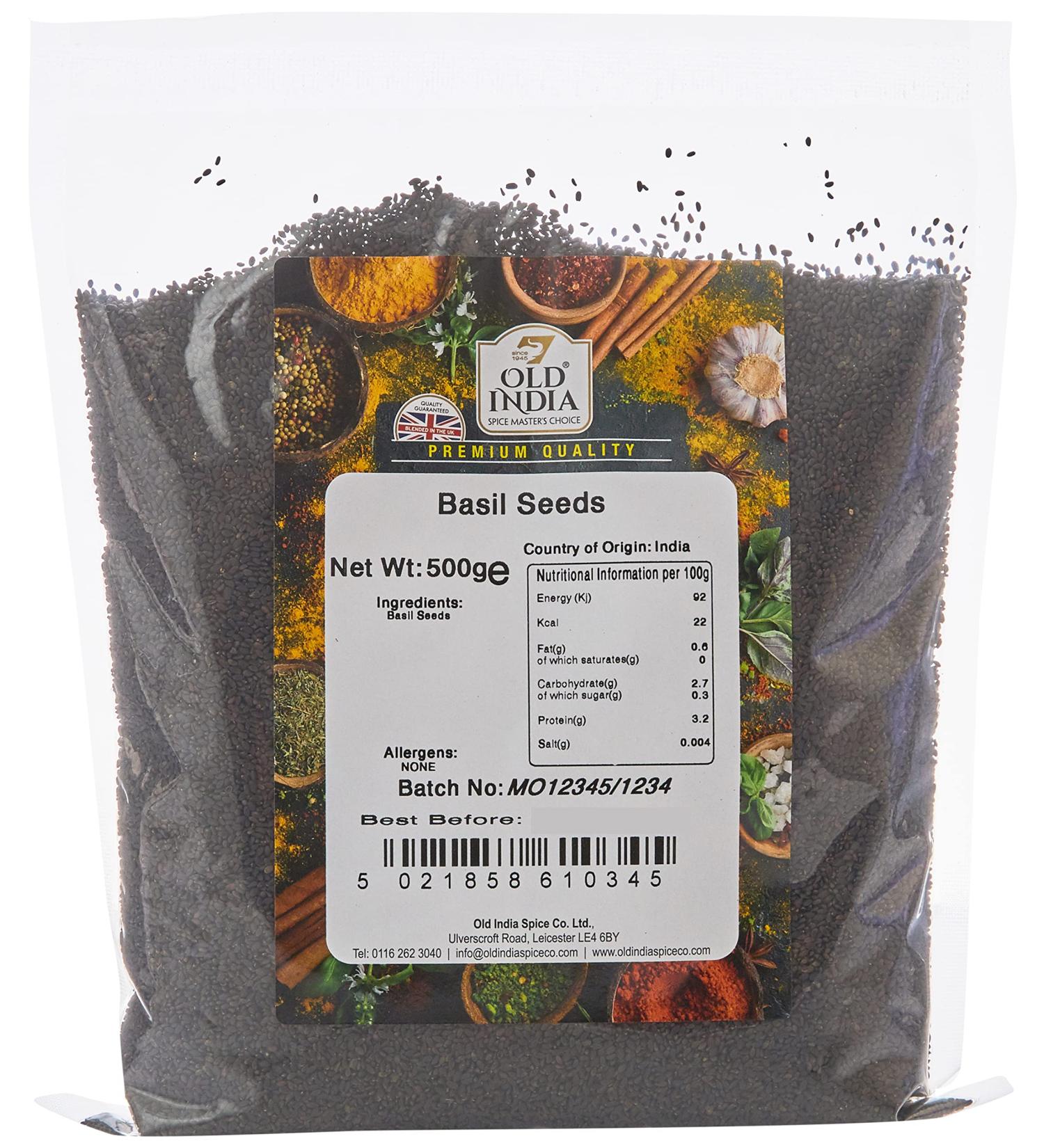 Old India Basil Seeds 500g - Premium Quality 500g Pack - Buy Online on GoSupps.com