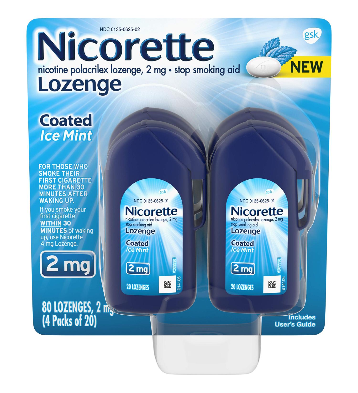 Nicorette Lozenges Nicorette 2mg Nicotine Lozenges to Quit Smoking - Ice Mint Flavored Stop Smoking Aid, (Pack of 1) 80 Count