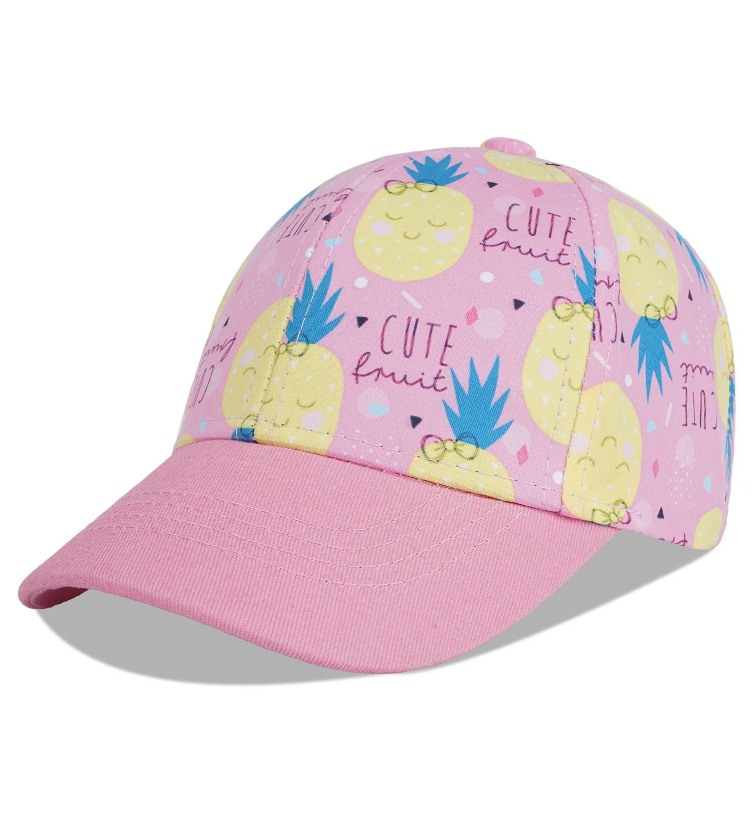 LANGZHEN 100% Cotton Kids Baseball Cap Hat | Adjustable Sun Hat for Girls Boys | Pink Pineapple Design | Outdoor Children's Hat - Buy Online on GoSupps.com