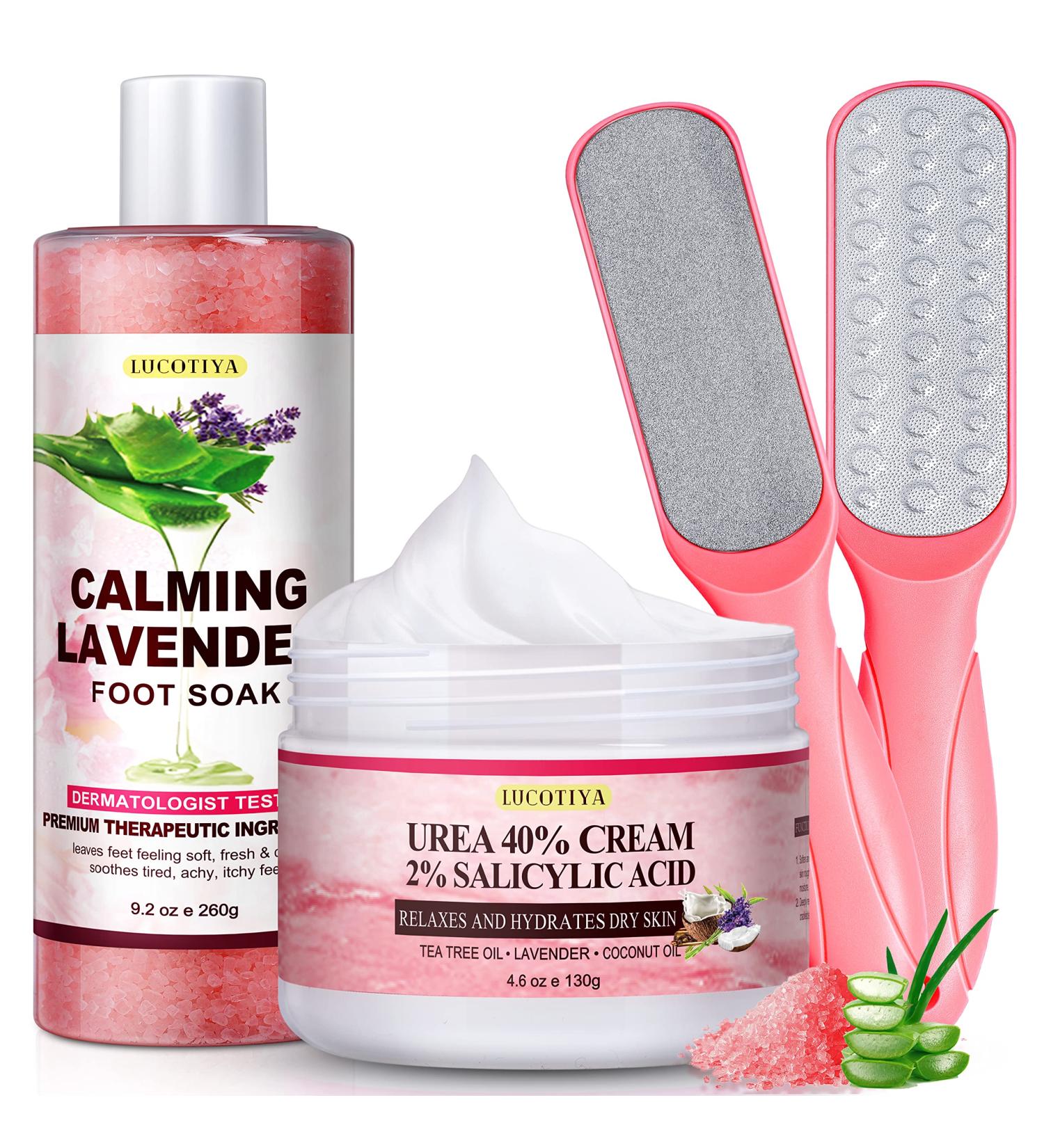 LUCOTIYA Pedicure Kit: Foot Soak Set, Callus Remover, Foot File, Urea Cream, Aloe Lavender - Pedicure Supplies for Dry Cracked Feet - Buy Online on GoSupps.com
