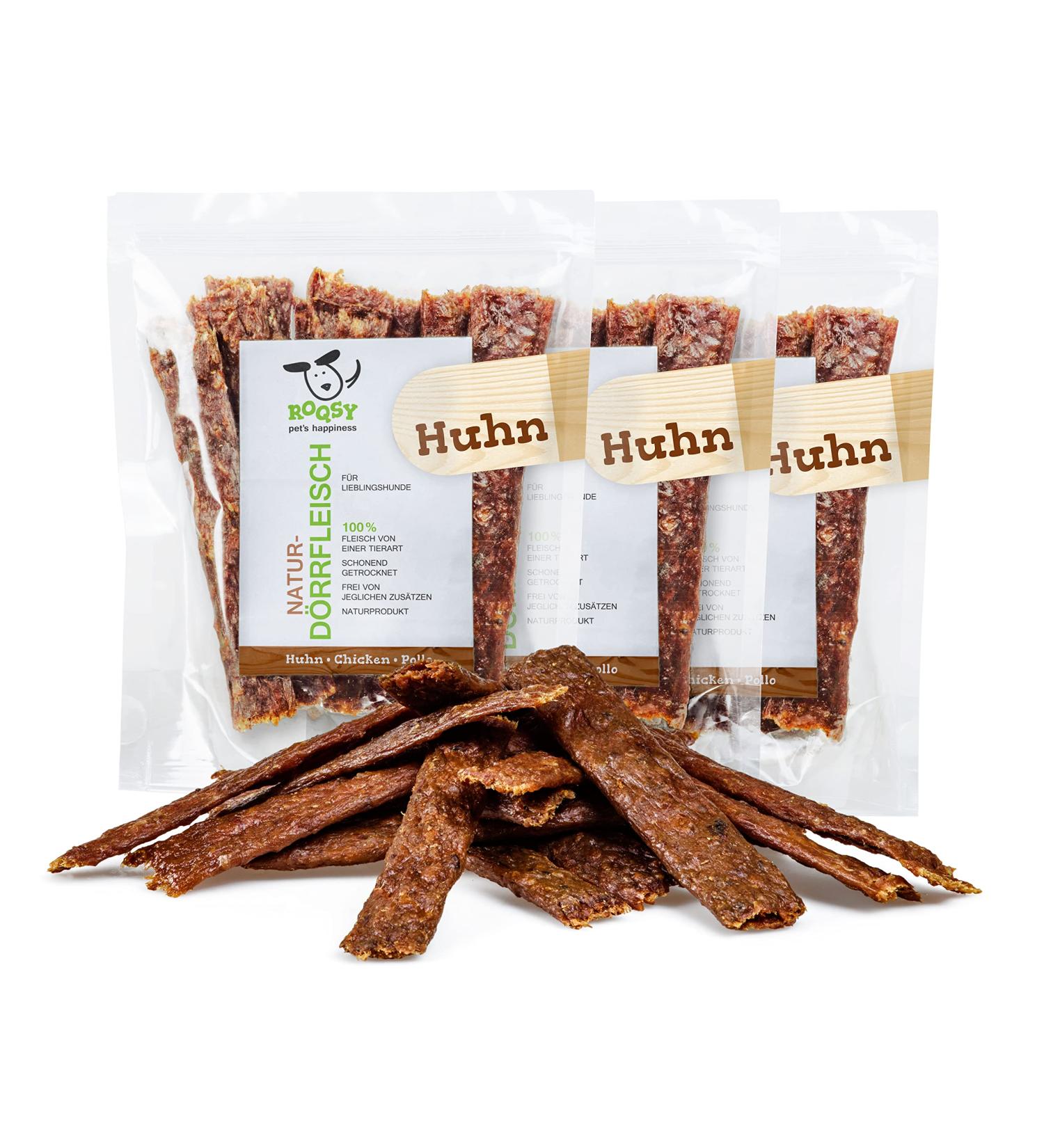 Roqsy Natural Chicken Dog Treats 300g - 100% Grain-Free Jerky Snack | BARF-Approved Dog Food Supplement - Buy Online on GoSupps.com