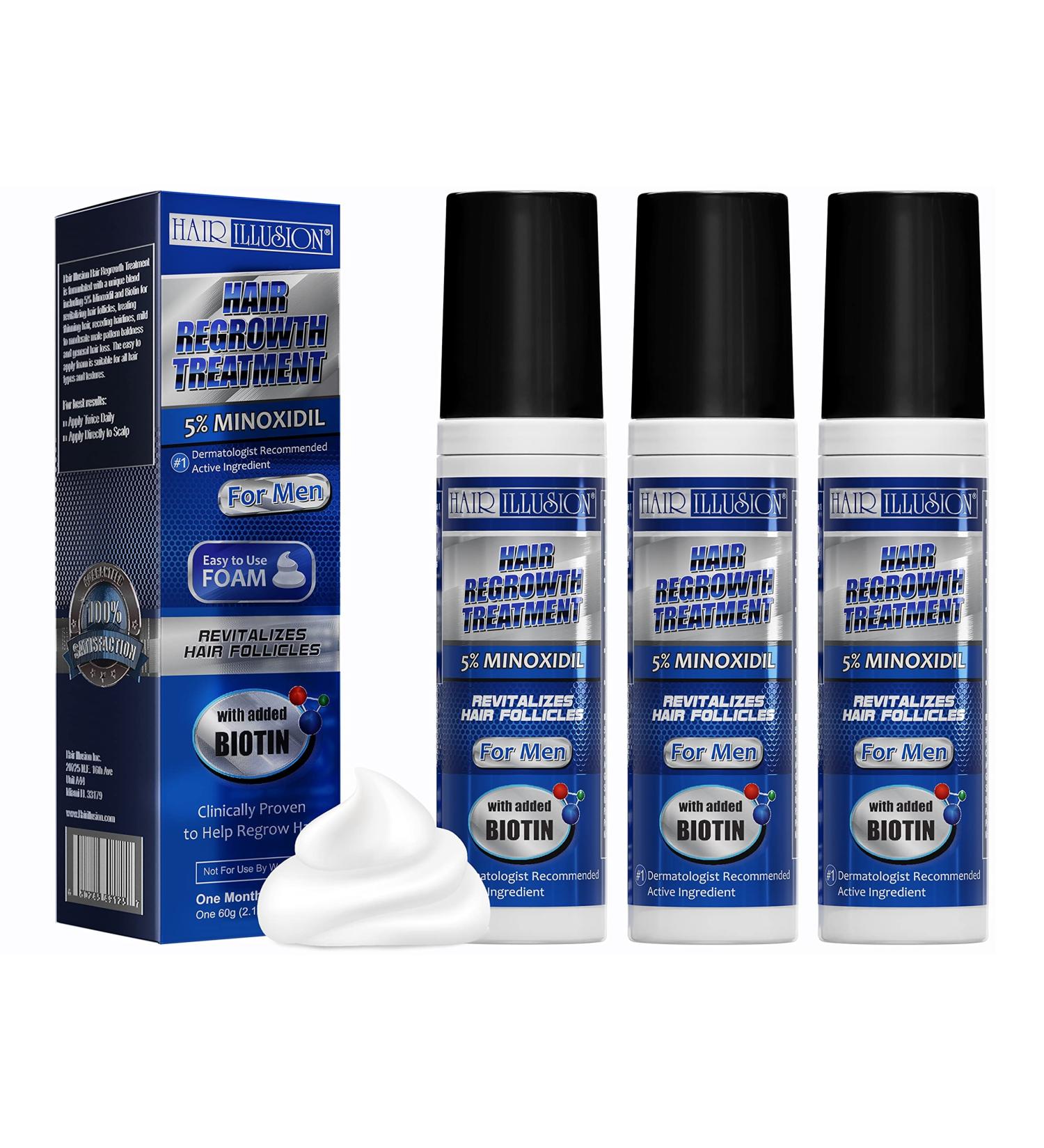 Minoxidil 5% Foam with Biotin for Men & Women - Lab Certified Hair Regrowth Treatment with Natural Growth Vitamins - 3 Month Supply - Buy Online on GoSupps.com