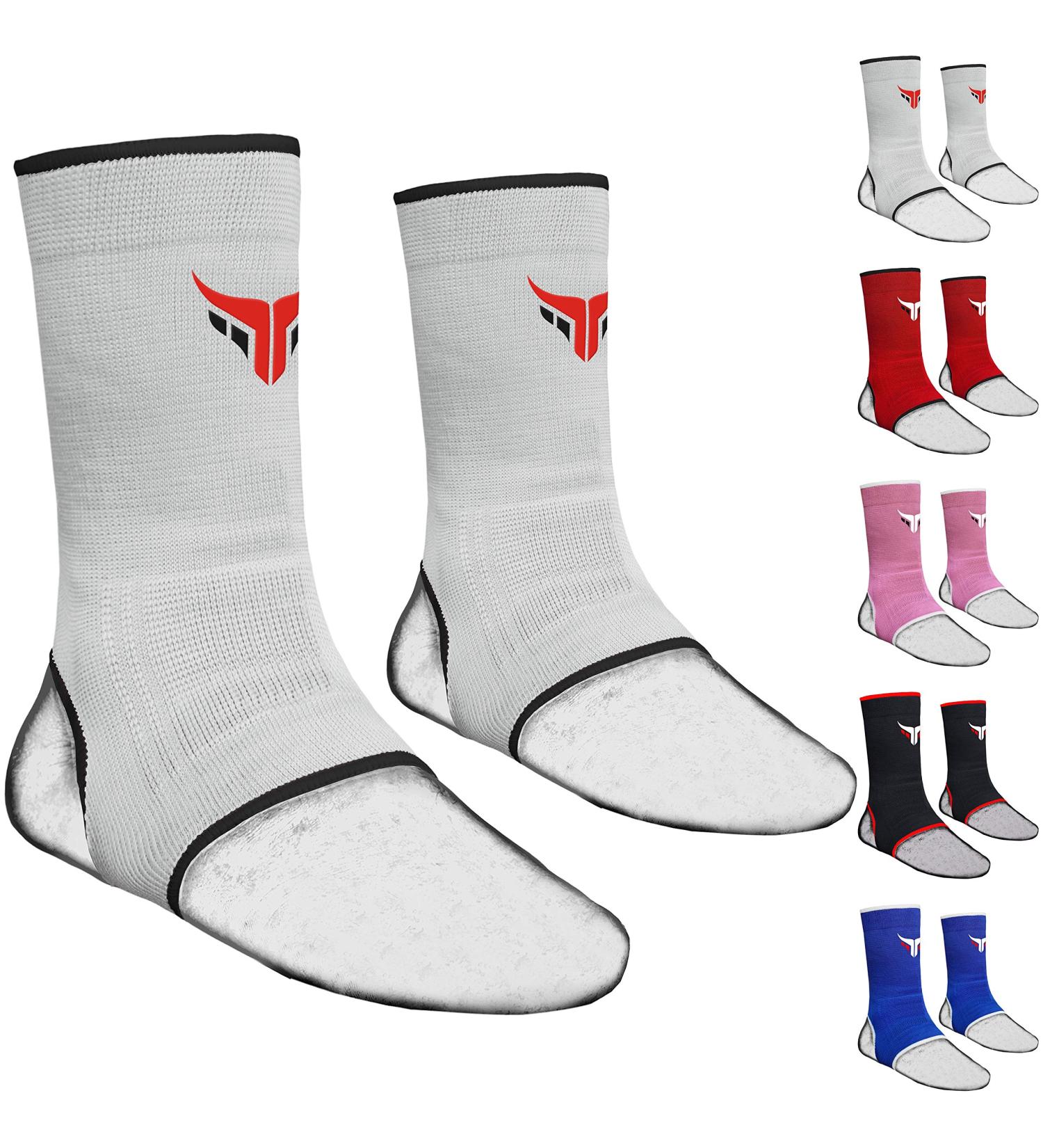 Mytra Muay Thai Ankle Support Kickboxing Braces - White L/XL, Pain Relief for Ankle Sprain, Elasticated Design - Buy Online on GoSupps.com