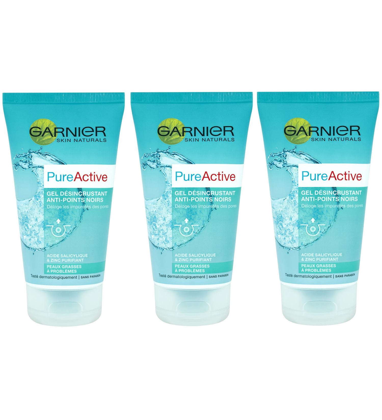 Garnier Pure Active Anti-Blackheads Deep Cleansing Gel 150 ml - Pack of 3 - Buy Online on GoSupps.com