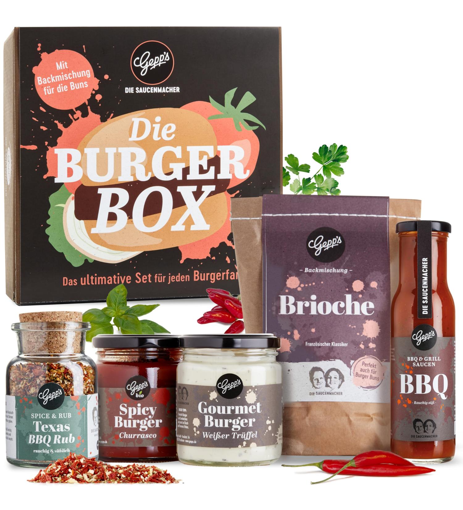 Gepp s Delicatessen BurgerBox Gift Set - Premium BBQ Sauces Texas Rub & Brioche - Perfect Grill Gift for Dad Friends & Husbands - Buy Online on GoSupps.com
