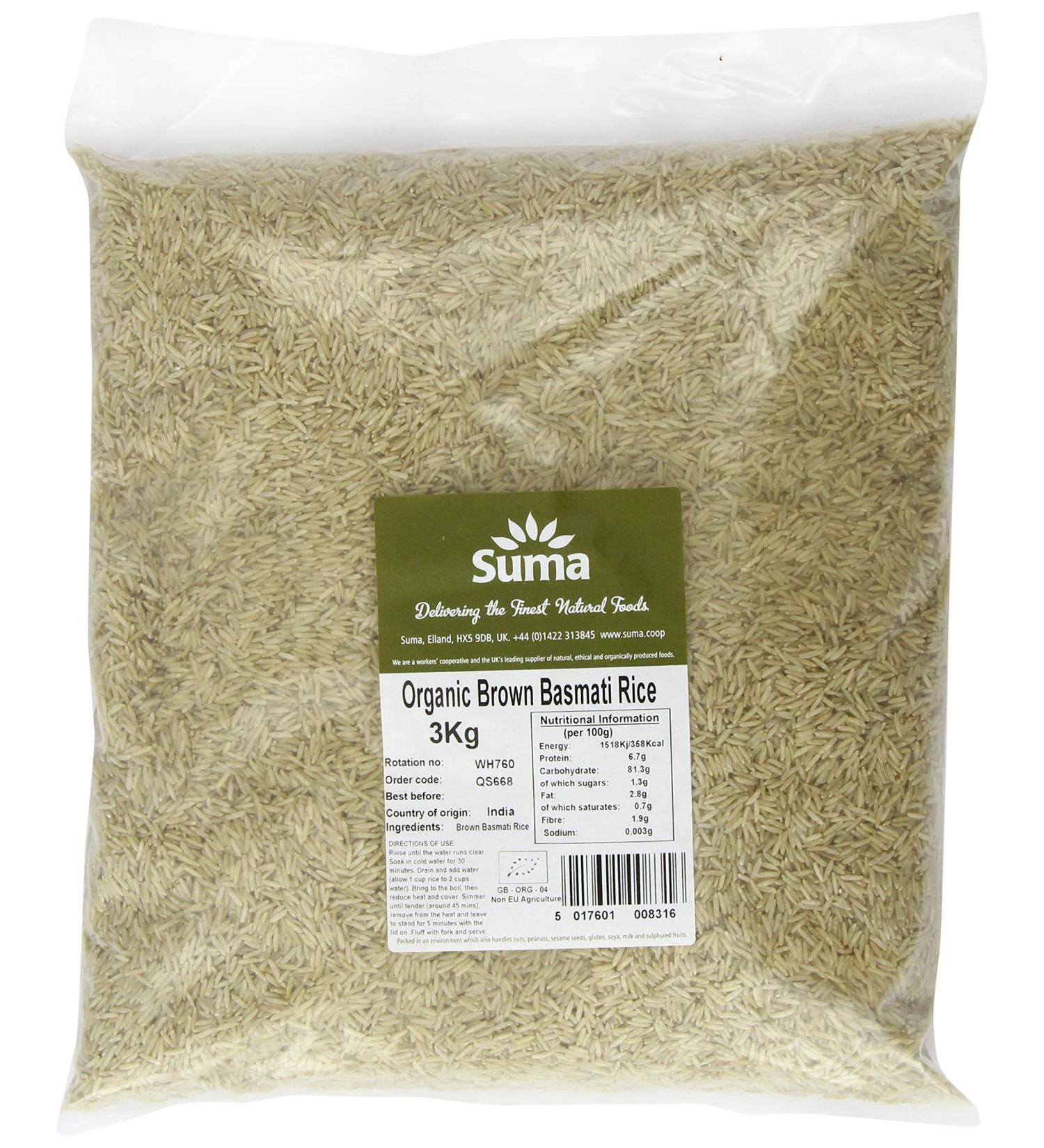 Suma Organic Brown Basmati Rice 3 kg - Buy Online on GoSupps.com