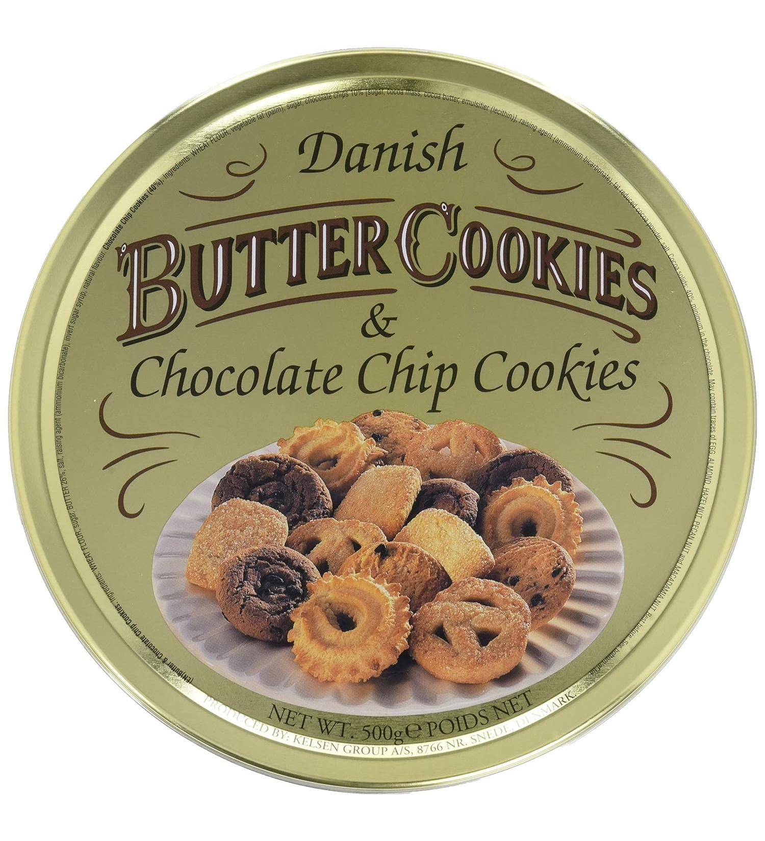 Danish Butter Cookies & Chocolate Chip Cookies, Danish Butter Biscuits Pastry Mix Tin - 17.6 Oz - Buy Online on GoSupps.com